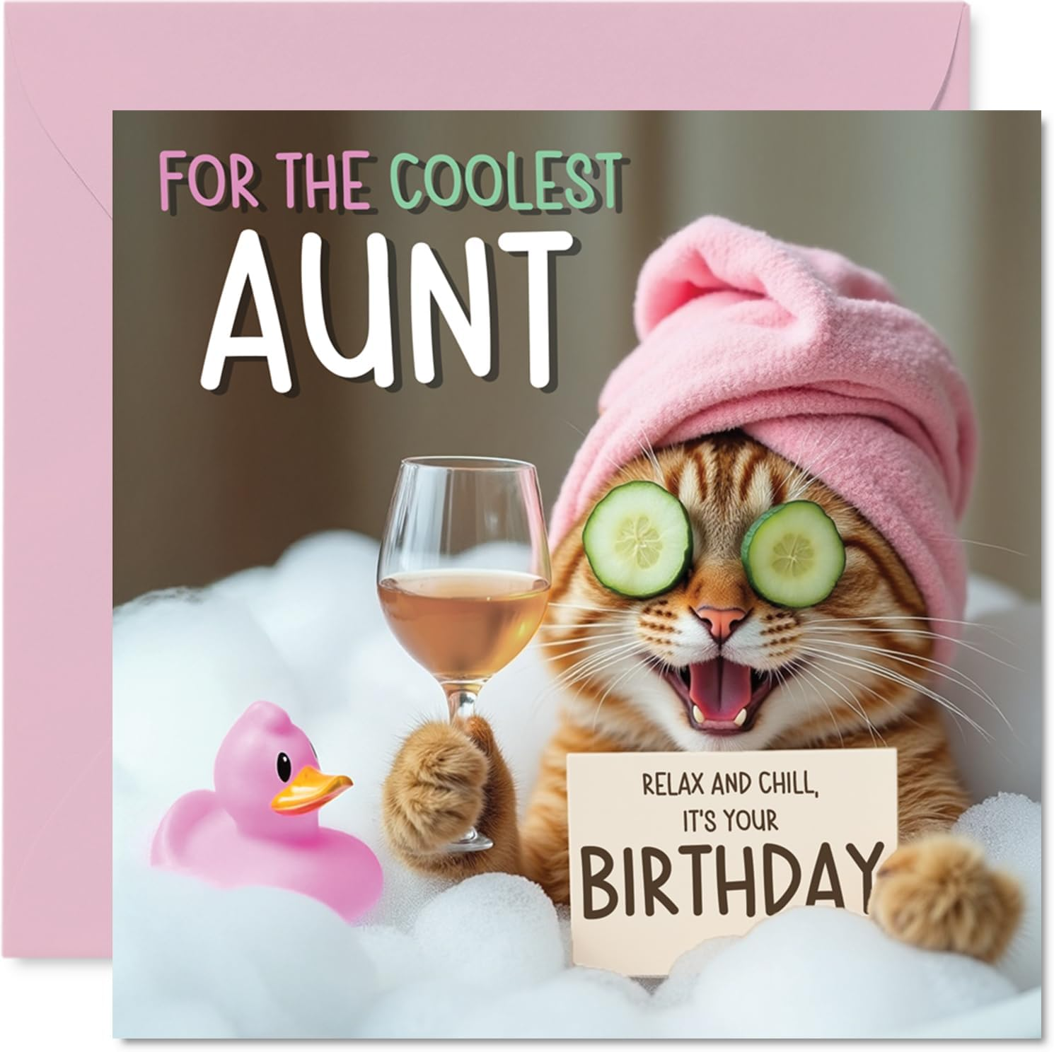 Funny Daughter Birthday Card - Relaxing Bath Cat - Cheeky Happy Birthday Card for Daughter from Dad Mum, 145Mm Joke Humour Bday Greeting Cards