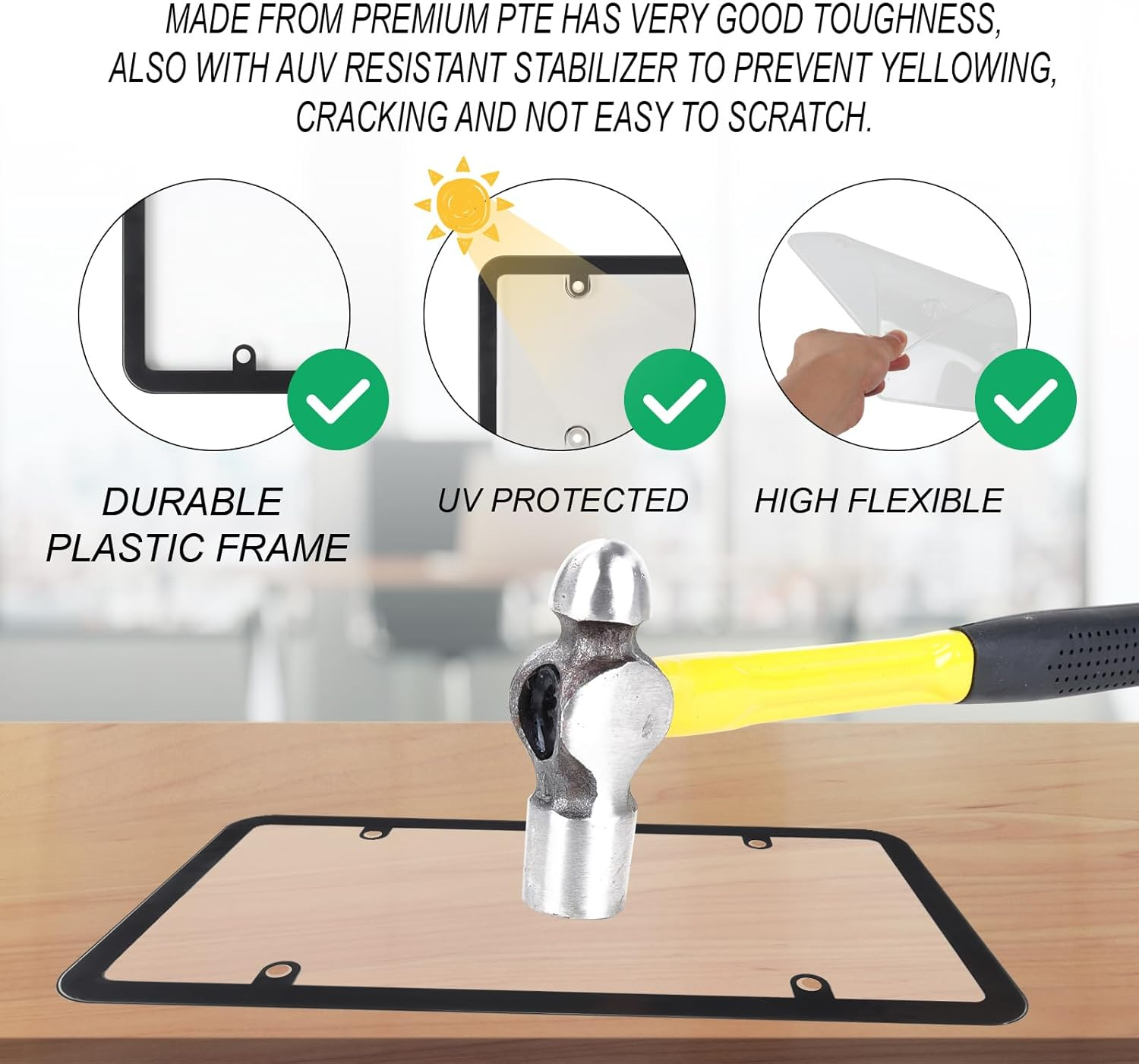 2Pack Transparent License Plate Cover and Frames,Clear Front and Rear License Plate Holder,Unbreakable Car Licence Plate Frame Protector Fits Any US Plates with Screws & Caps (Black Frame) - Black Frame With Clear Cover image number 1