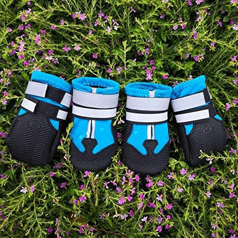 Dog Shoes for Small Dogs: Breathable Dog Boots Paw Protector for Summer Hot Pavement Winter Snow, Outdoor Walking Dog Booties, Indoor Hardfloors Anti-Slip Sole (Turquoise, Small)