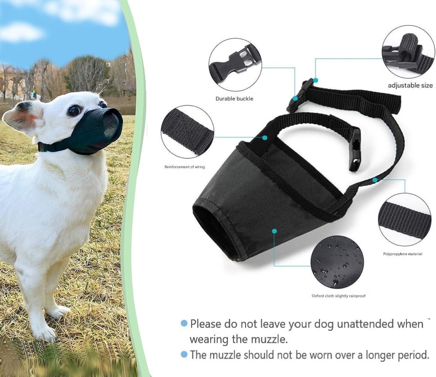 2 Pcs Dog Muzzle Soft Air Mesh for Small Dogs with Long Snout Quick Fit for Grooming Adjustable Prevent from Biting Barking and Chewing Soft Muzzle (Blue& Black, 4) image number 2