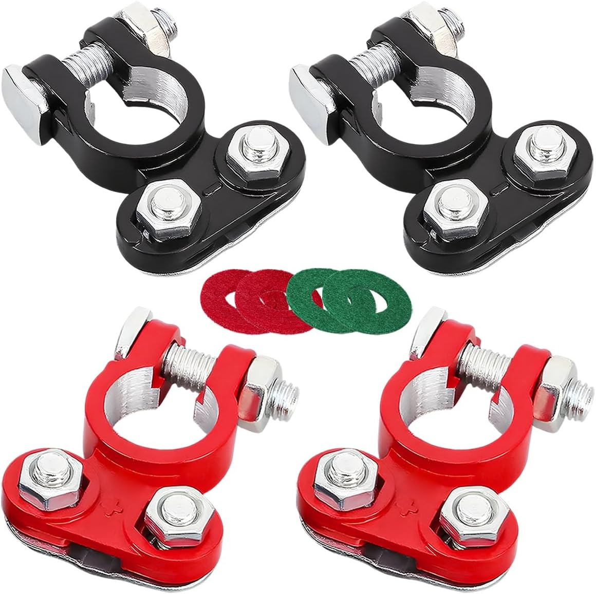 4 PCS Battery Terminal Connector, anti Corrosion Car Battery Terminal Clamp Connector, Adjustable Positive Negative Battery Post Connector, Replacement Car Accessories