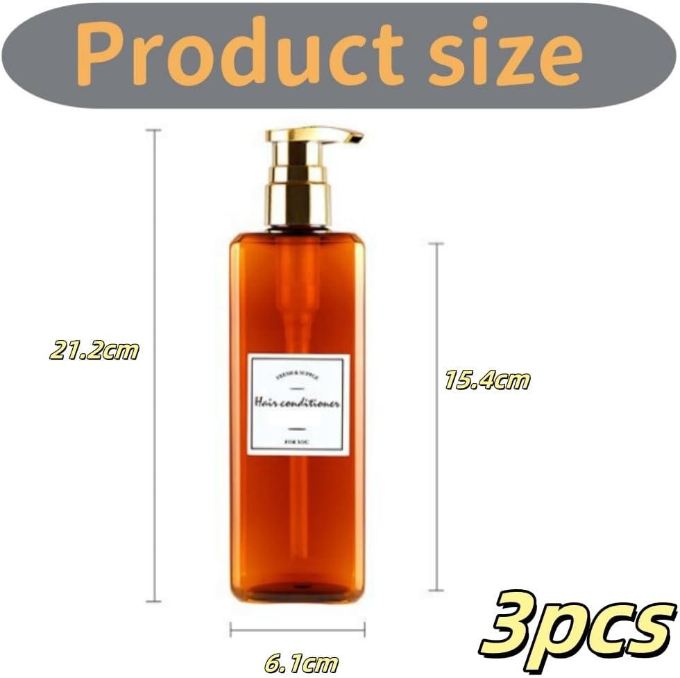 White Shampoo and Conditioner Dispenser, 500Ml Set of 3 Empty White Shower Bottles with Pump, Shampoo Bottles for Bathroom, Kitchen, Solon