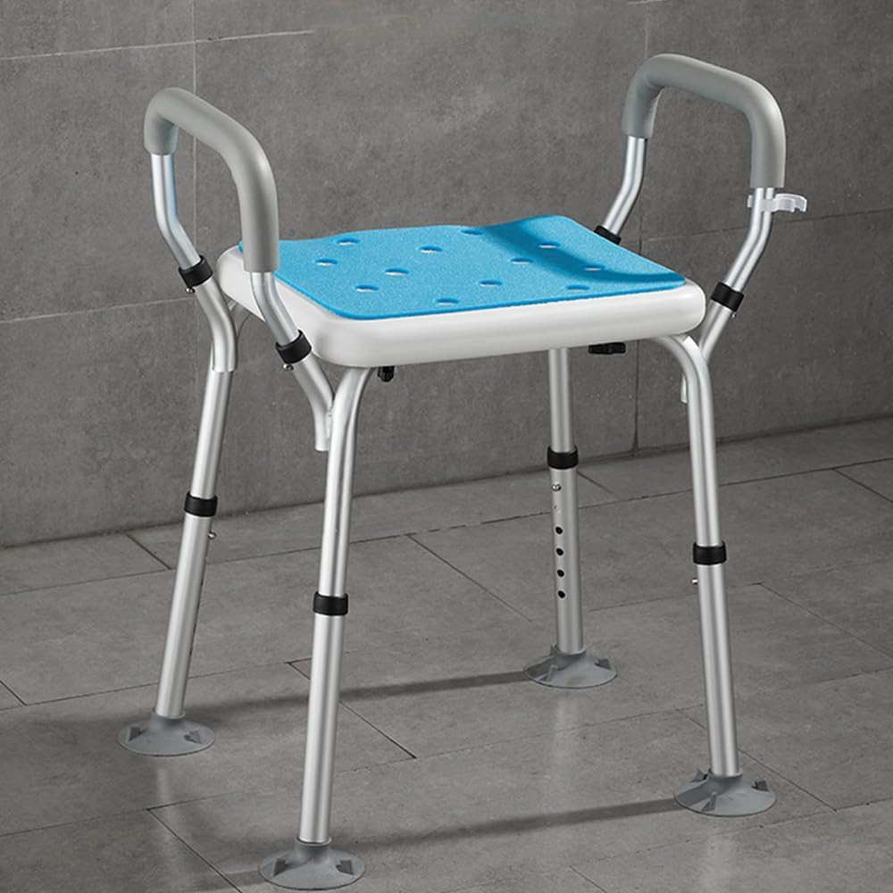 Portable Shower Chair, Bath Bench Tub Seat, Non-Slip Bathroom Stool, 6-Level Height-Adjustable, Max Load 125Kg for Adults Elderly Disabled Safety image number 3