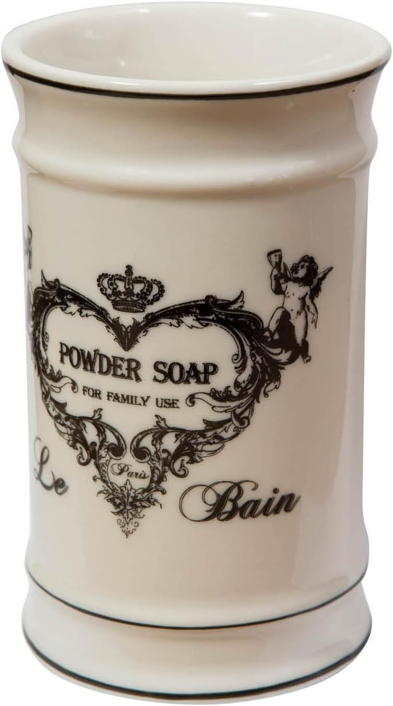 4 Piece White Porcelain Decorated Powder Soap Bathroom Set W25Xdp10Xh21 Cm Sized image number 3