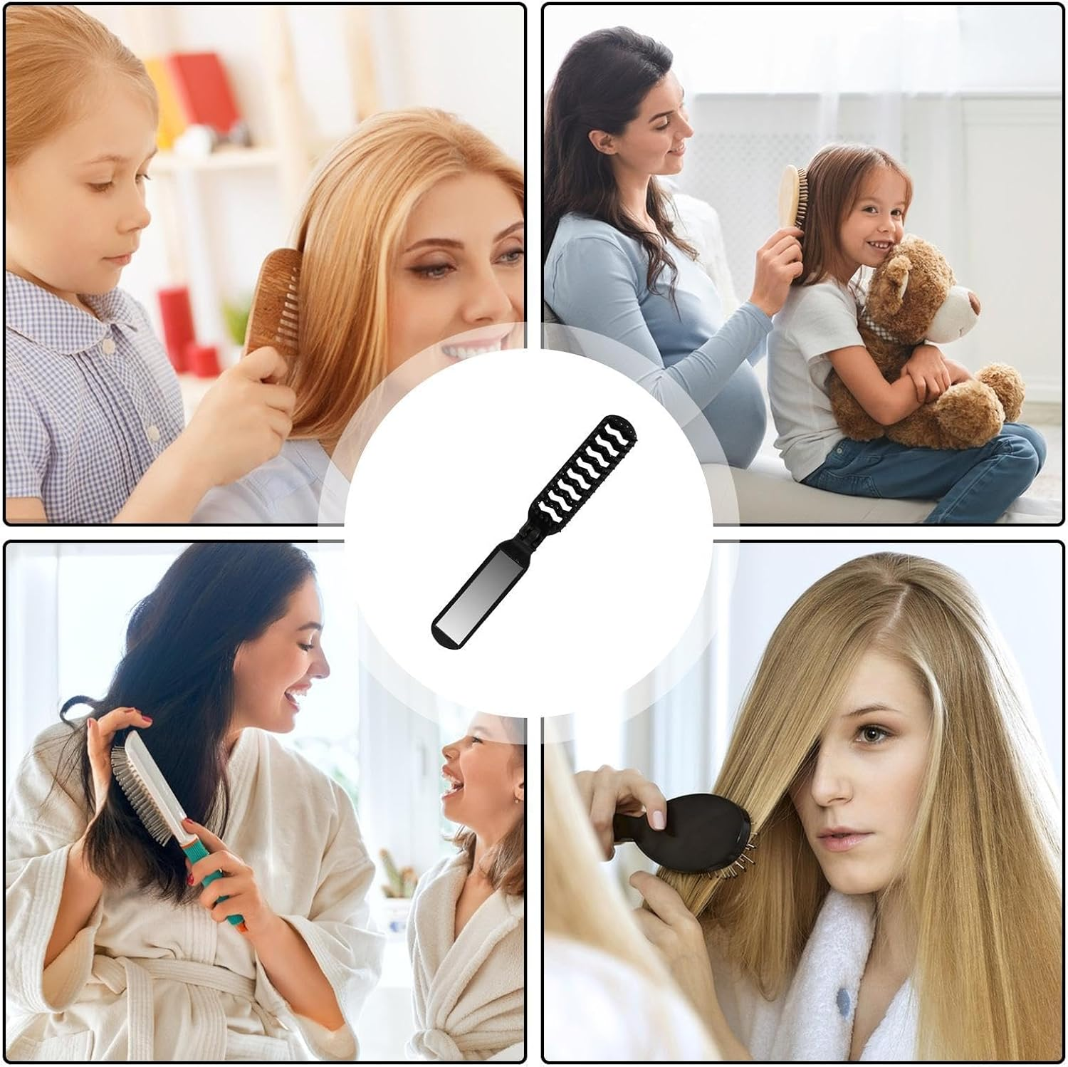 Folding Hair Brush, Travel Hair Brush | Foldable Hair Comb with Mirrors,Pocket Comb for Thick Curly Hair,Travel Hair Brush Foldable Travel Hair Brush P