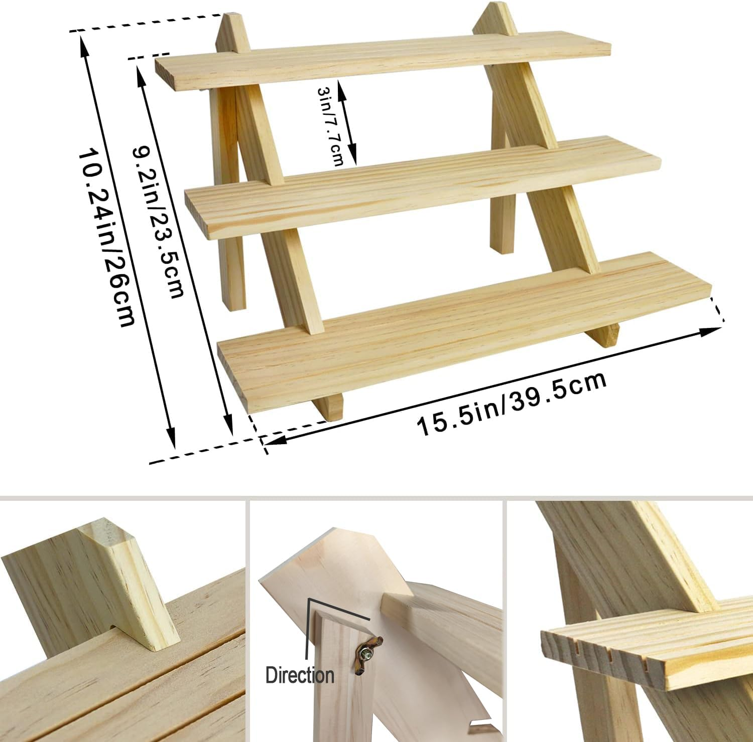 3 Tier Earring Display Stands for Selling, Retail Display Riser Earring, Ring Holder Stand, Removable Countertop Small Merchandise Display Stand, for Figures,Cupcake, Photo (Wood Color) - Wood image number 6