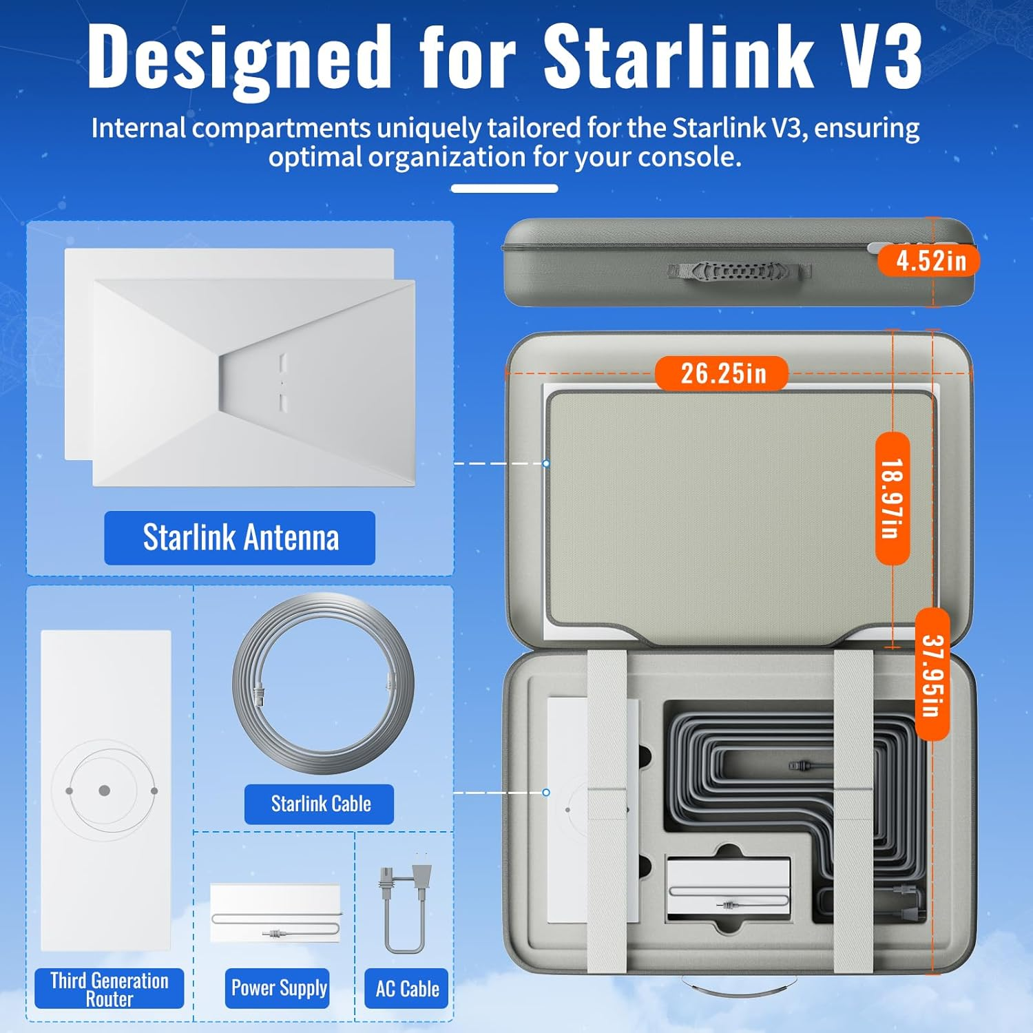 Case for Starlink Gen 3, DUXICEPIN Travel Case for Starlink, Shock and Stress-Proof Bag for Starlink RV, Bag for Starlink Gen 3 Antenna with Water and Dust-Resistant Fabric image number 5