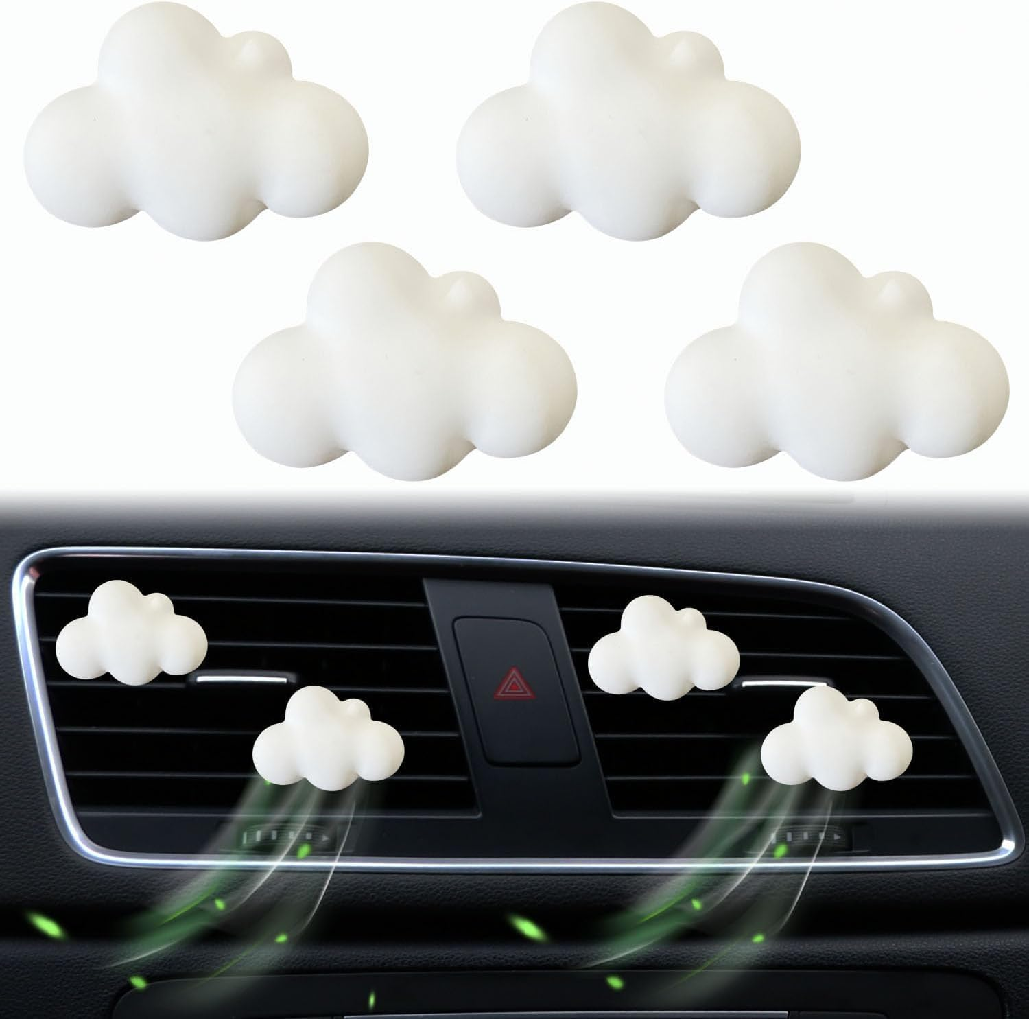 4 Pcs Cloud Air Vent Clips, Cute Cloud Car Unscented Air Fresheners Vents Clips Funny Car Diffuser Vent Clips Car Interior Decor Charm Cute Car Accessories Car Decoration image number 2