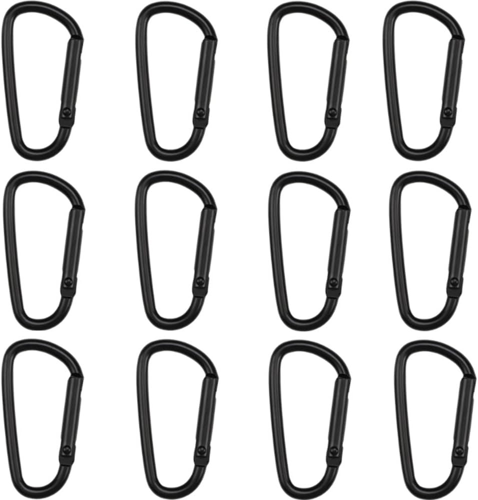 12 Pcs Aluminium Carabiners, D-Clip Spring Snap Hooks for Keychain Clip, Outdoor Camping Hiking Hammock Swing image number 4