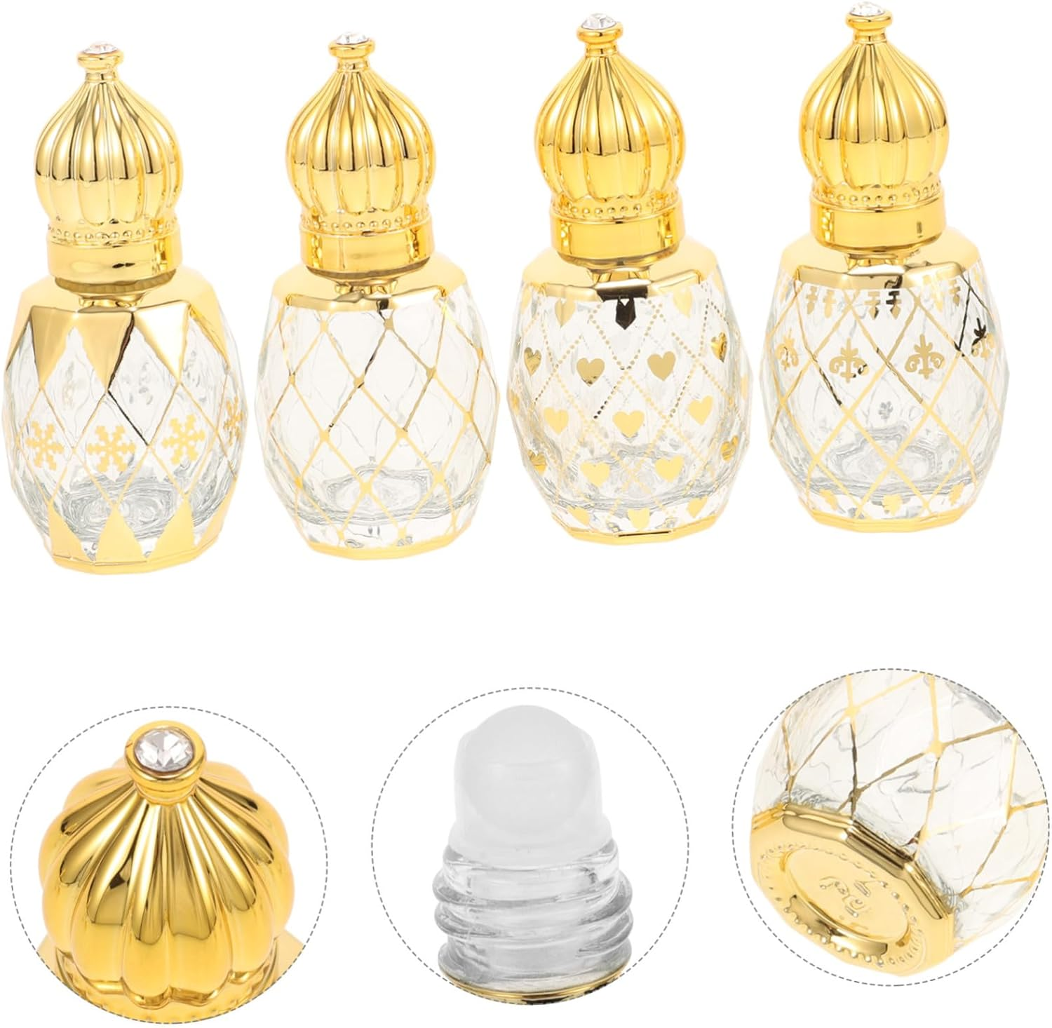 4Pcs Empty Perfume Bottles Glass Essential Oil Bottles Ball for Travel Toiletries and Fragrance Storage image number 6