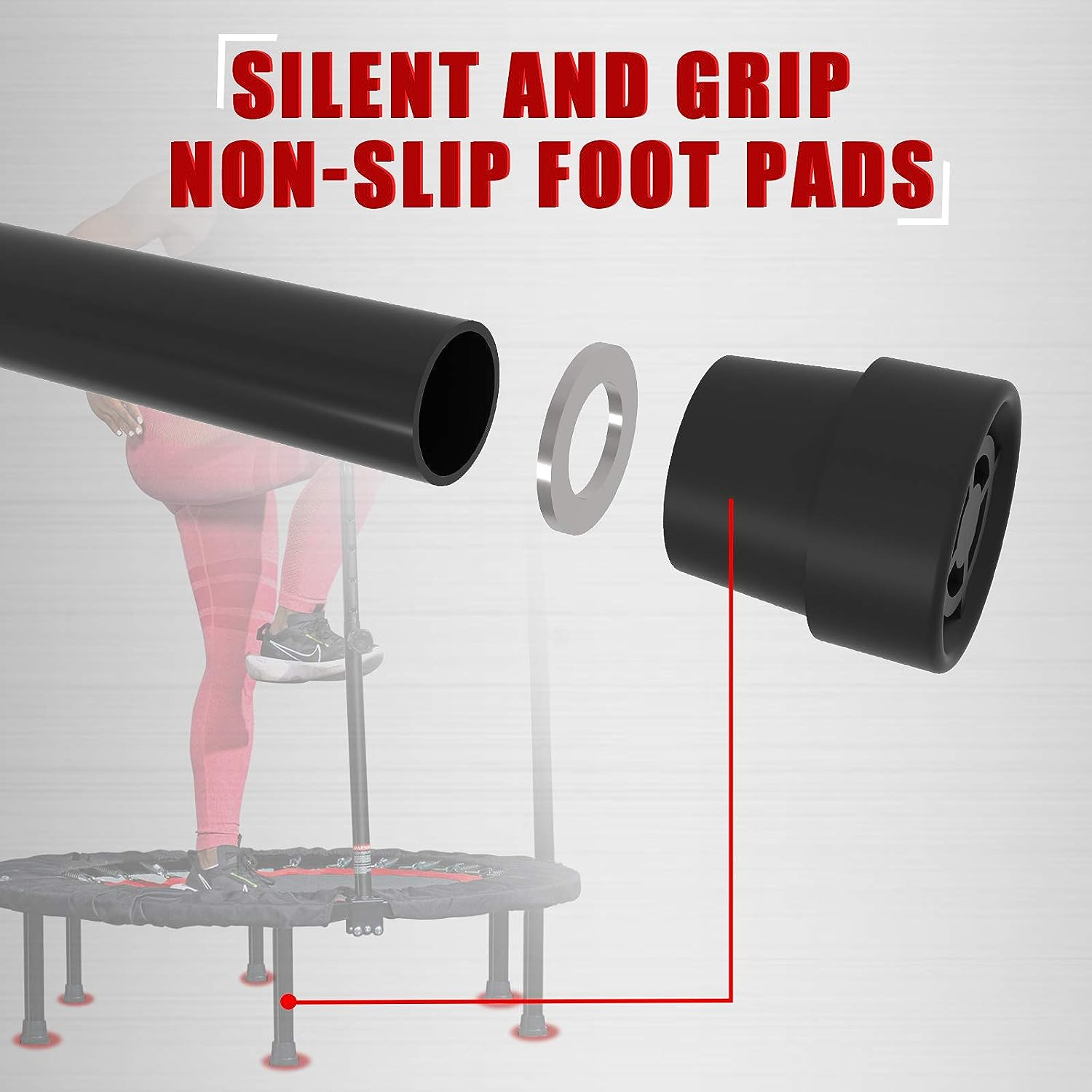 Kanchimi 40" Folding Mini Fitness Indoor Exercise Workout Rebounder Trampoline with Handle, Max Load 330Lbs