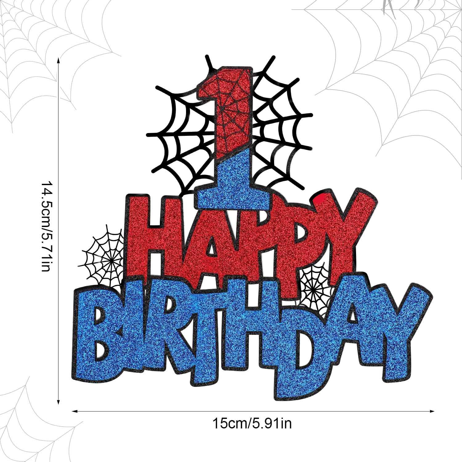 Spider Happy Birthday Cake Topper, Double-Sided Spider Cupcake Topper Number Birthday Cake Topper Spider Cake Decorations Birthday Cake Decorations for Boys Girls(Number 1) image number 6