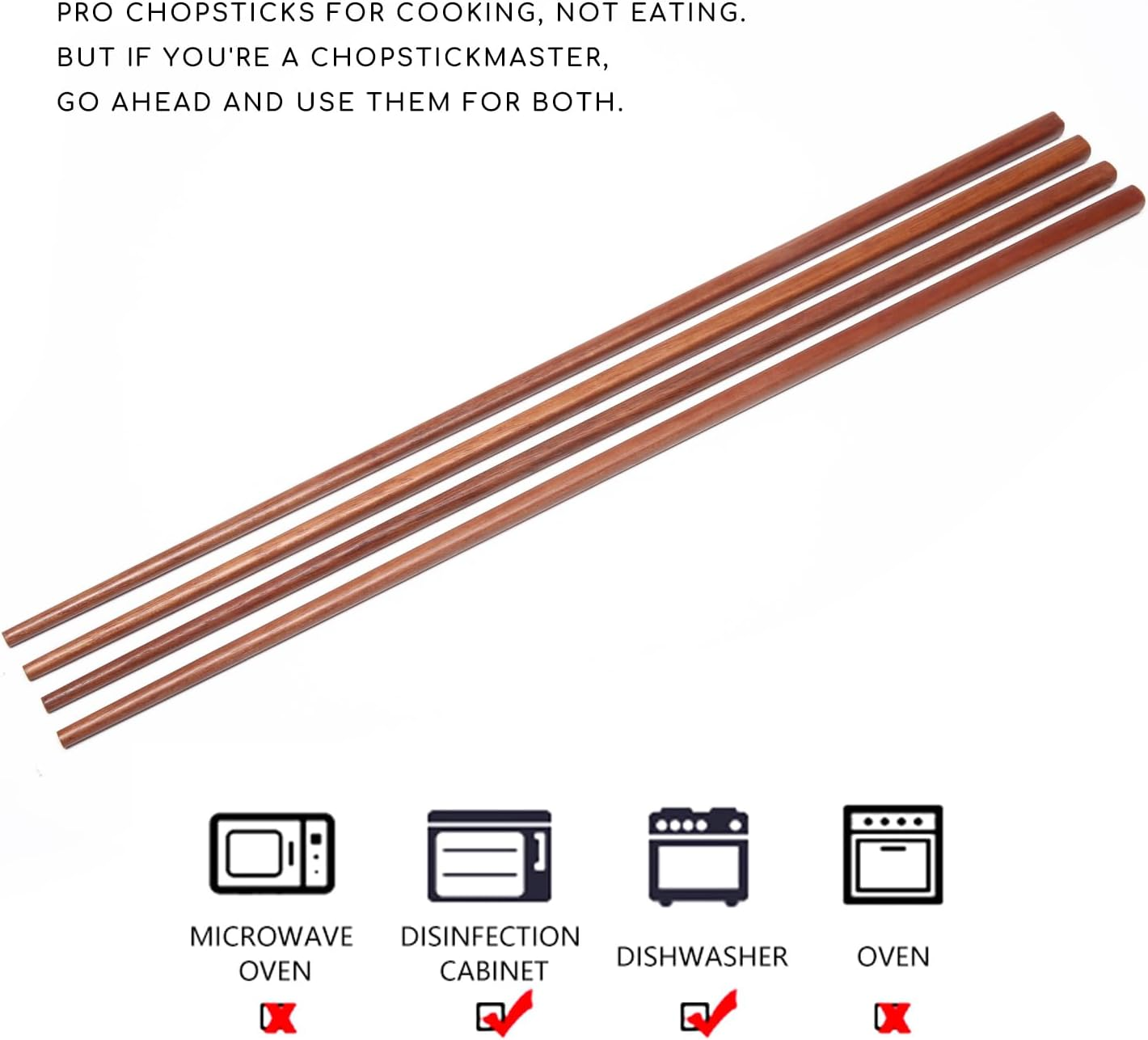 6-Pairs 16.5-Inch Wooden Cooking Chopsticks Set - Long Reusable Chopsticks for Wok Cooking, Noodle Frying, and Asian Deep-Frying - Ideal for Kitchen Use image number 4