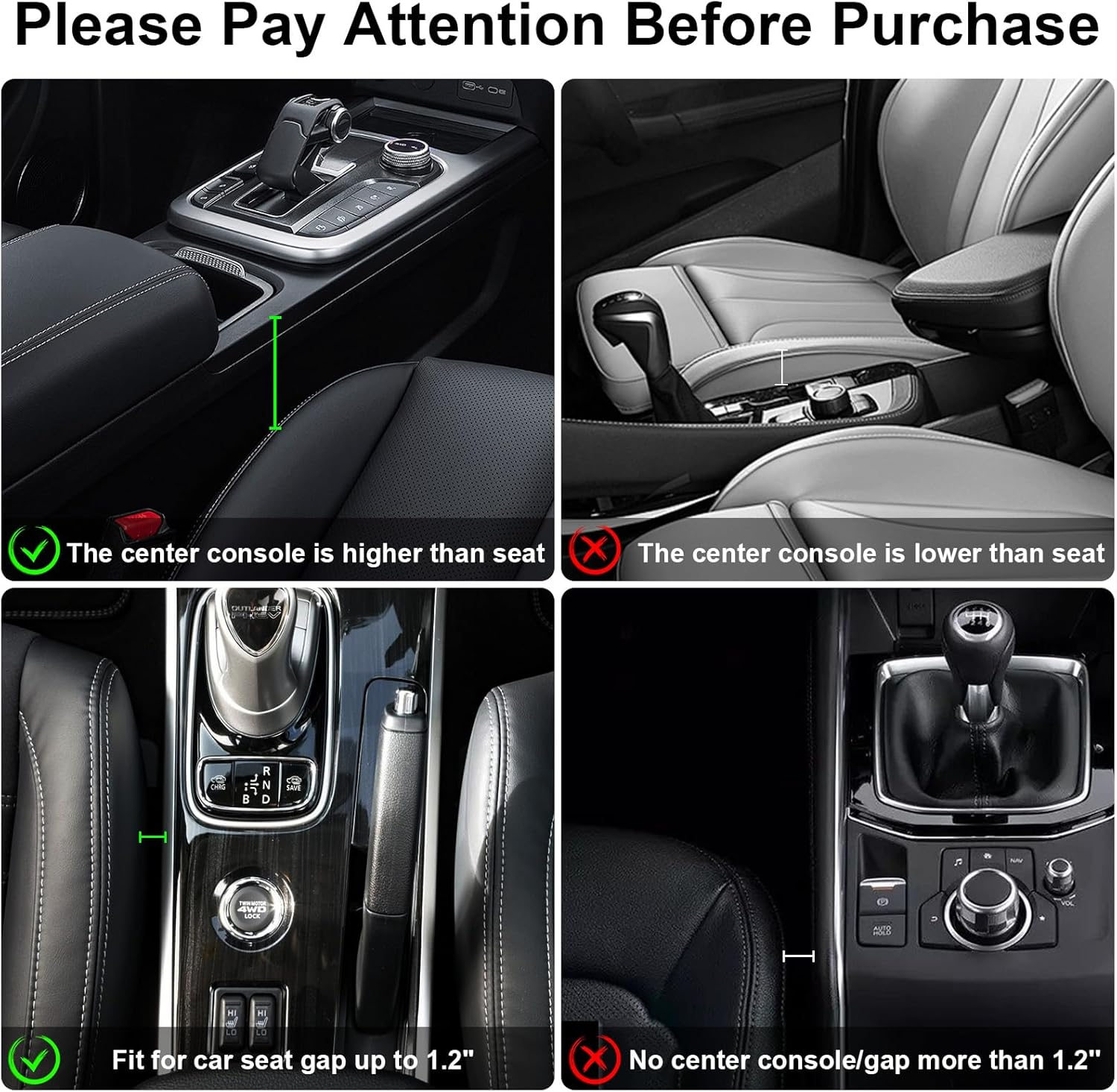 Elegananccy 2 Pack Car Seat Gap Filler Organizer, Adjustable Leather Car Seat Storage Box for Phones, Glasses, Keys, Cards (Black) image number 5