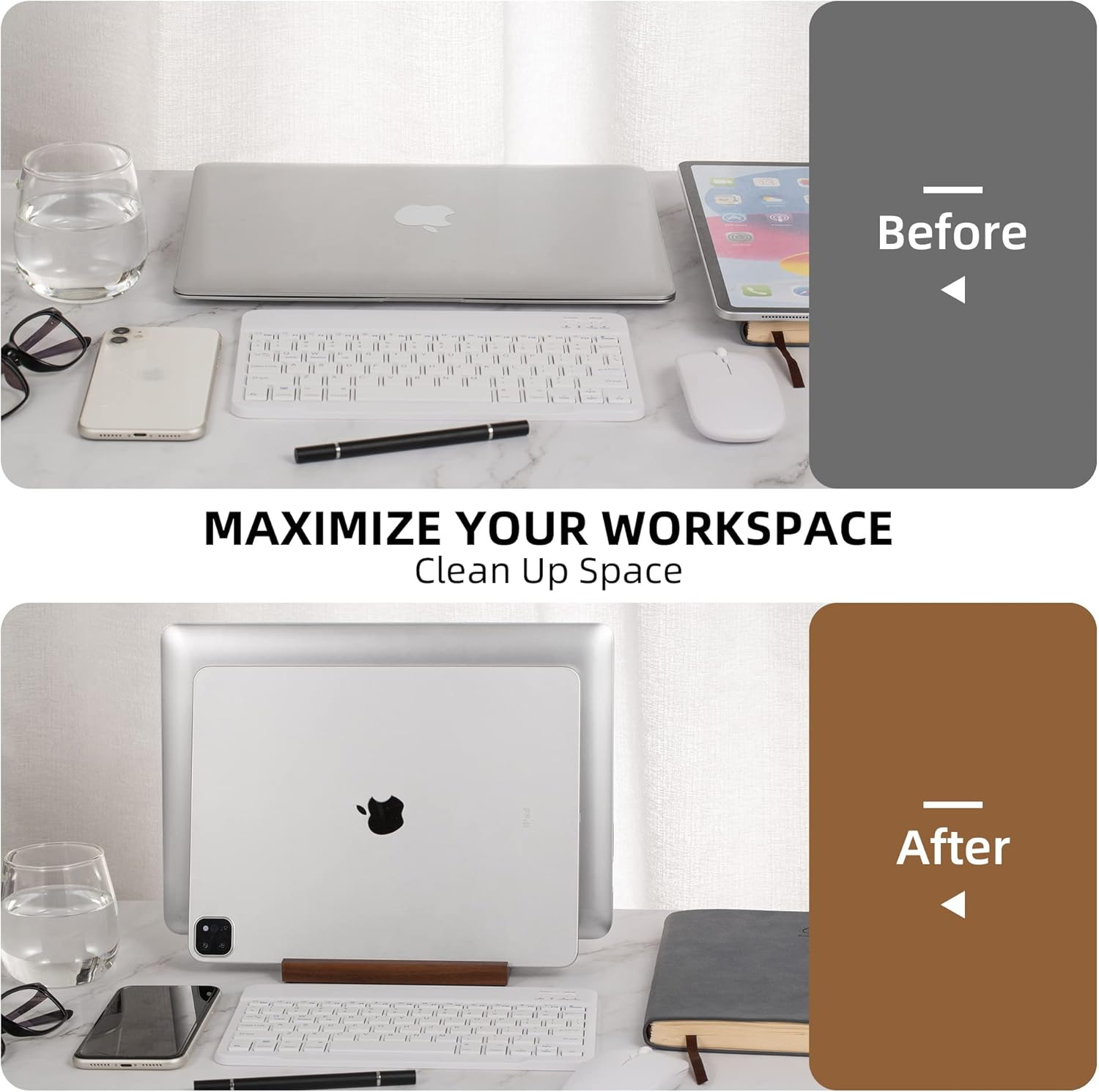 Vertical Laptop Stand Wood, Wooden Adjustable Laptop Holder, Walnut, 2 Slot, Double, Upright Laptop Holder for Desk, Macbook Stand, Laptop Dock, Desktop Organizer, Fits Macbook, Other Laptops, Phone image number 3