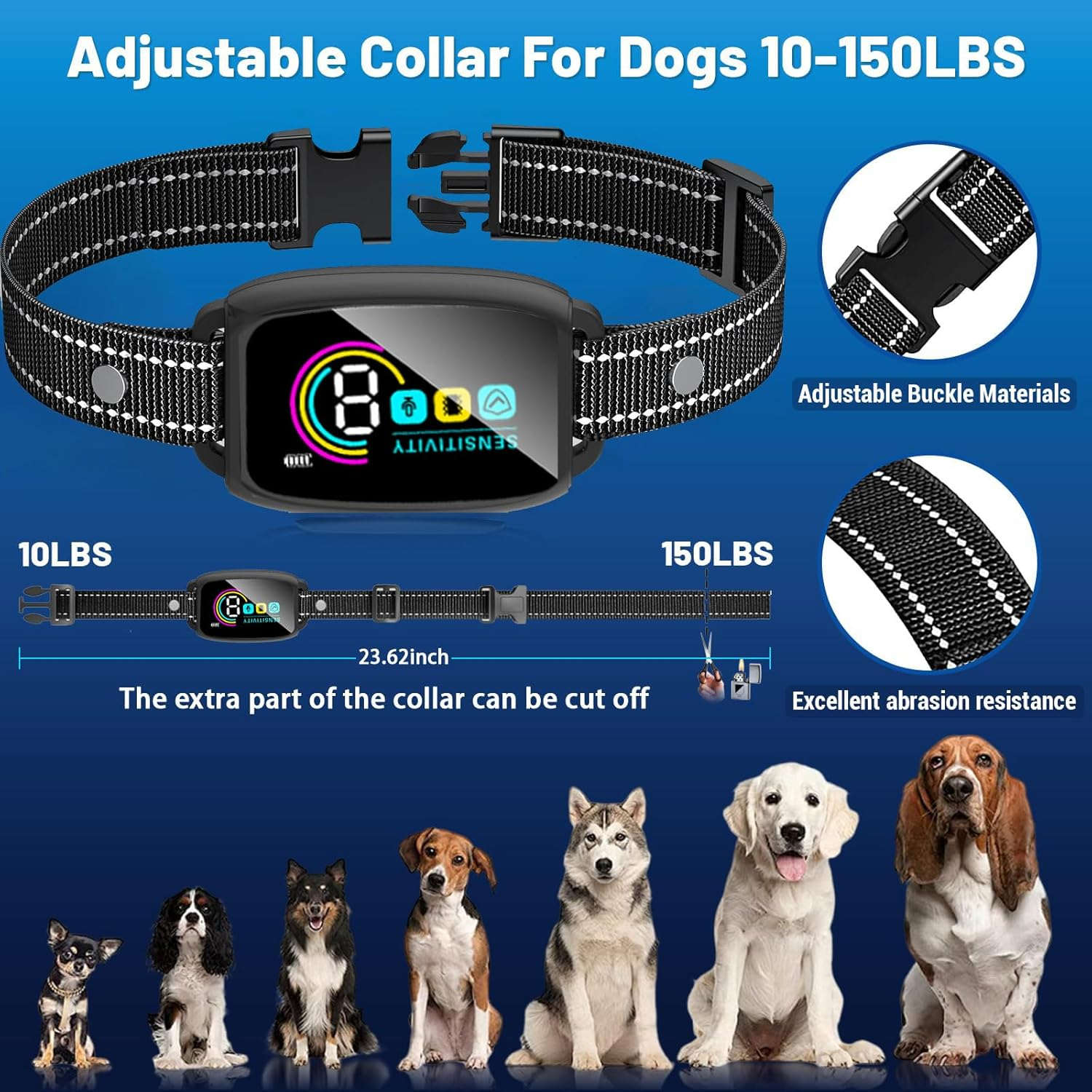 Koeay Bark Collar for Dogs, Rechargeable Smart Dog Barking Collar, anti Bark Collar, Vibration & Beep Modes, 8 Sensitivity Adjustable, IP67 Waterproof, Dog Training Collar for Small, Medium, Large Dog image number 6