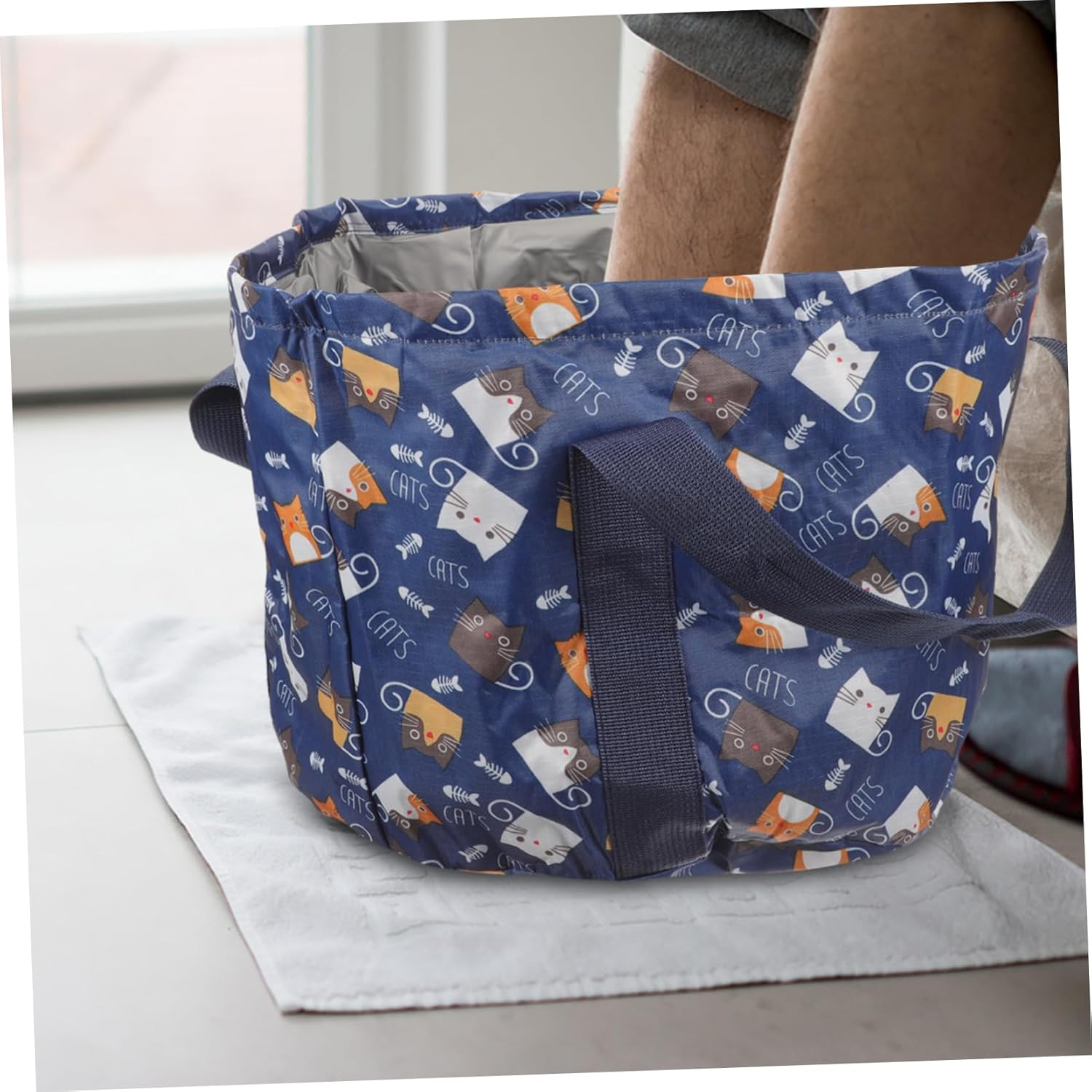 Minkissy Foldable Footbath Tub Large Foot Bath Basin Portable Foot Soaking Spa Tub Bag image number 4