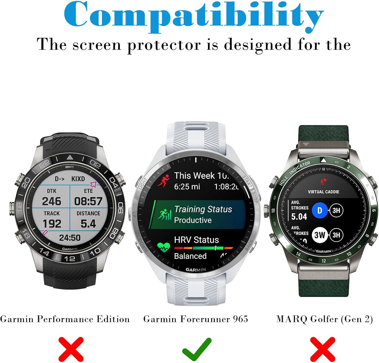 (3 Pack) Screen Protector for Garmin Forerunner 965/965 Solar, 9H Hardness Tempered Glass Screen Protector Film Guard for Garmin Forerunner 965 image number 6