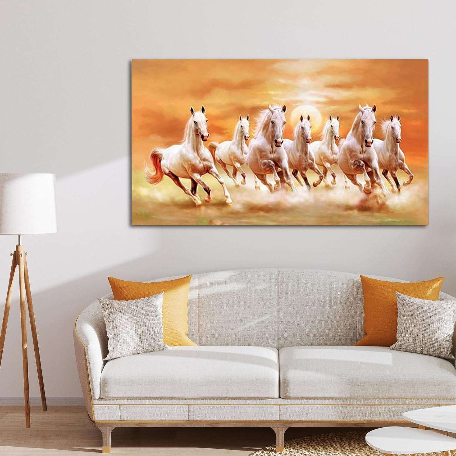 Seven Lucky Running Horses Wall Art Artwork Unframed Style Birthday Gift Animal Painting Canvas Print Picture for Office, 20Cmx40Cm image number 3