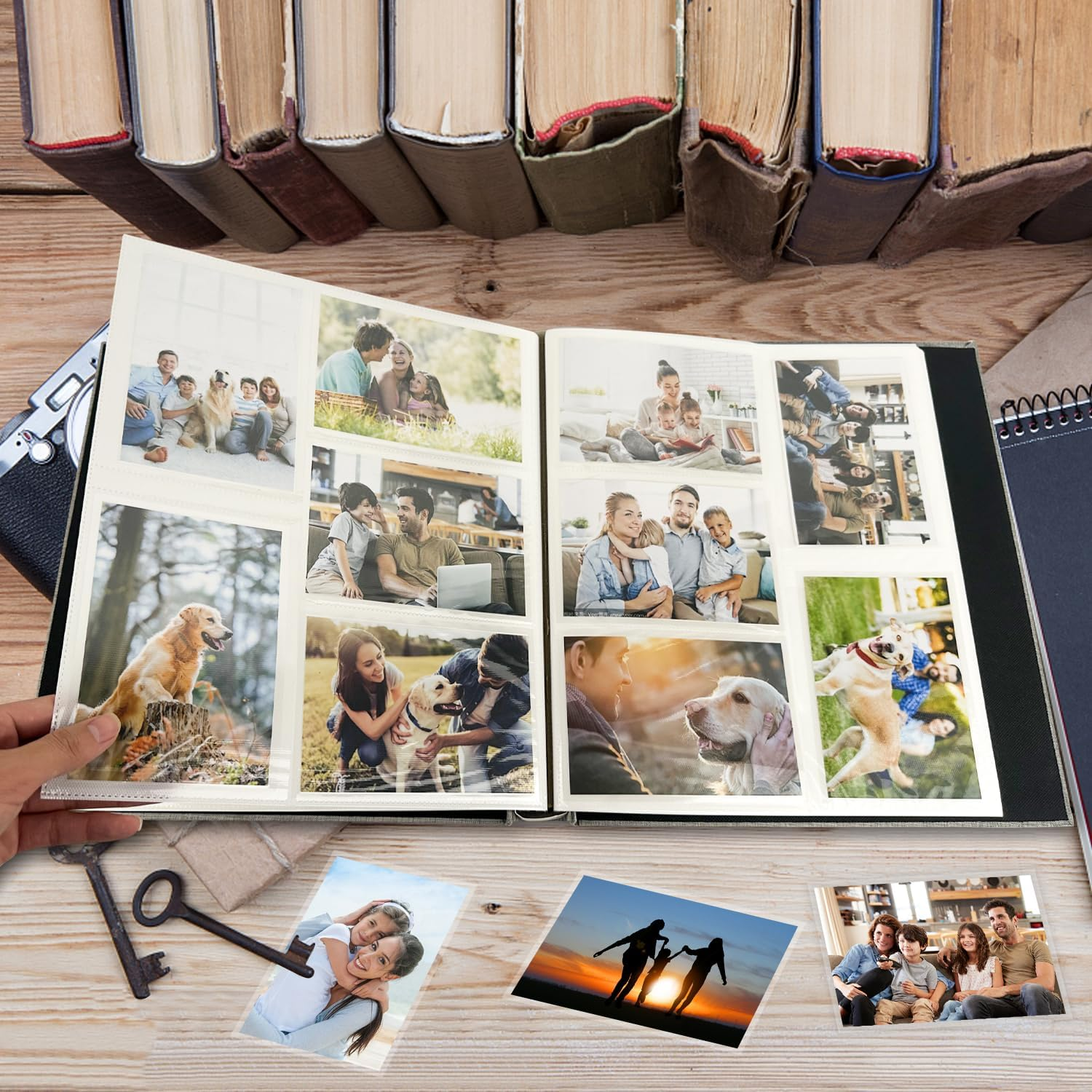 Linen Hardcover Photo Album 4X6 600 Photos Large Capacity for Family Wedding Anniversary Baby Vacation,Gray, 600 Pockets image number 1