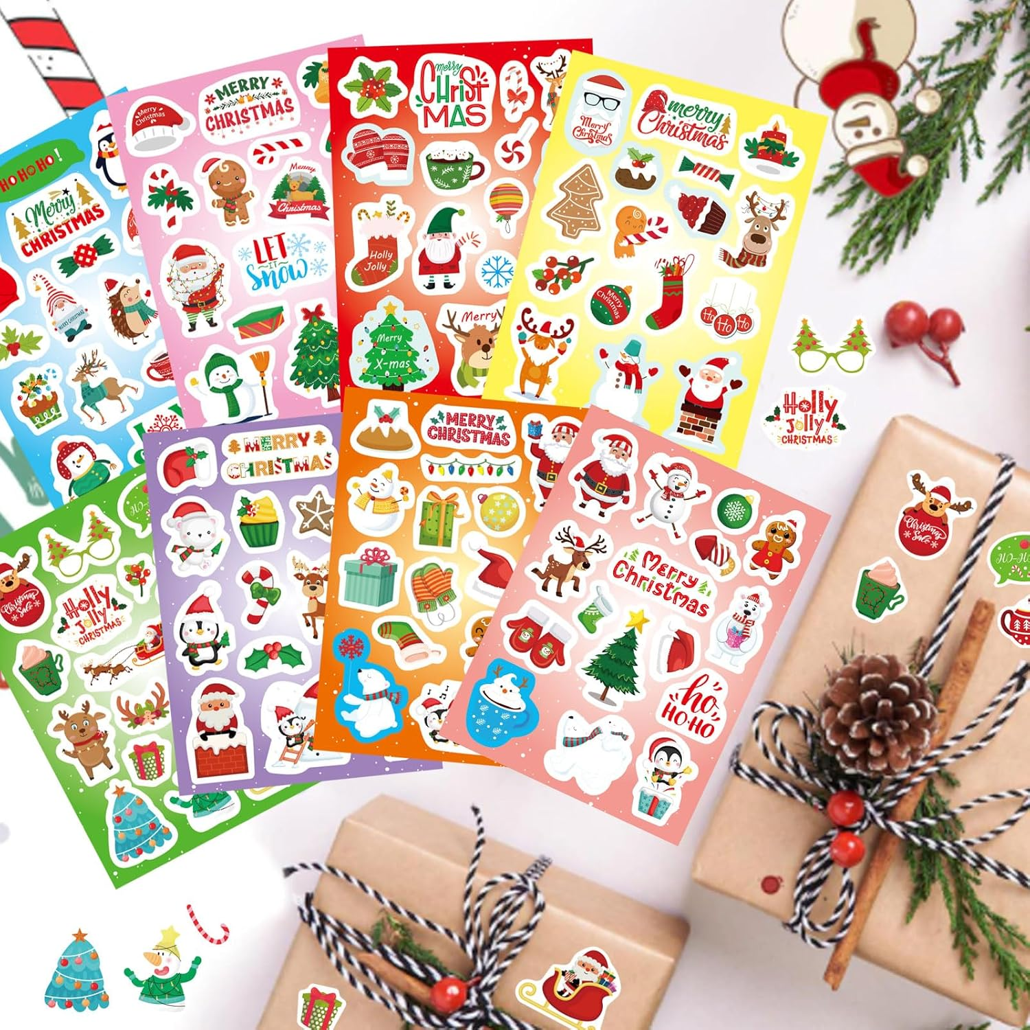 Christmas Stickers, 234-Count Non-Repeating Waterproof Holiday Stickers for Kids and Teens, Xmas Party Favorite, Bulk Holiday Gifts image number 4