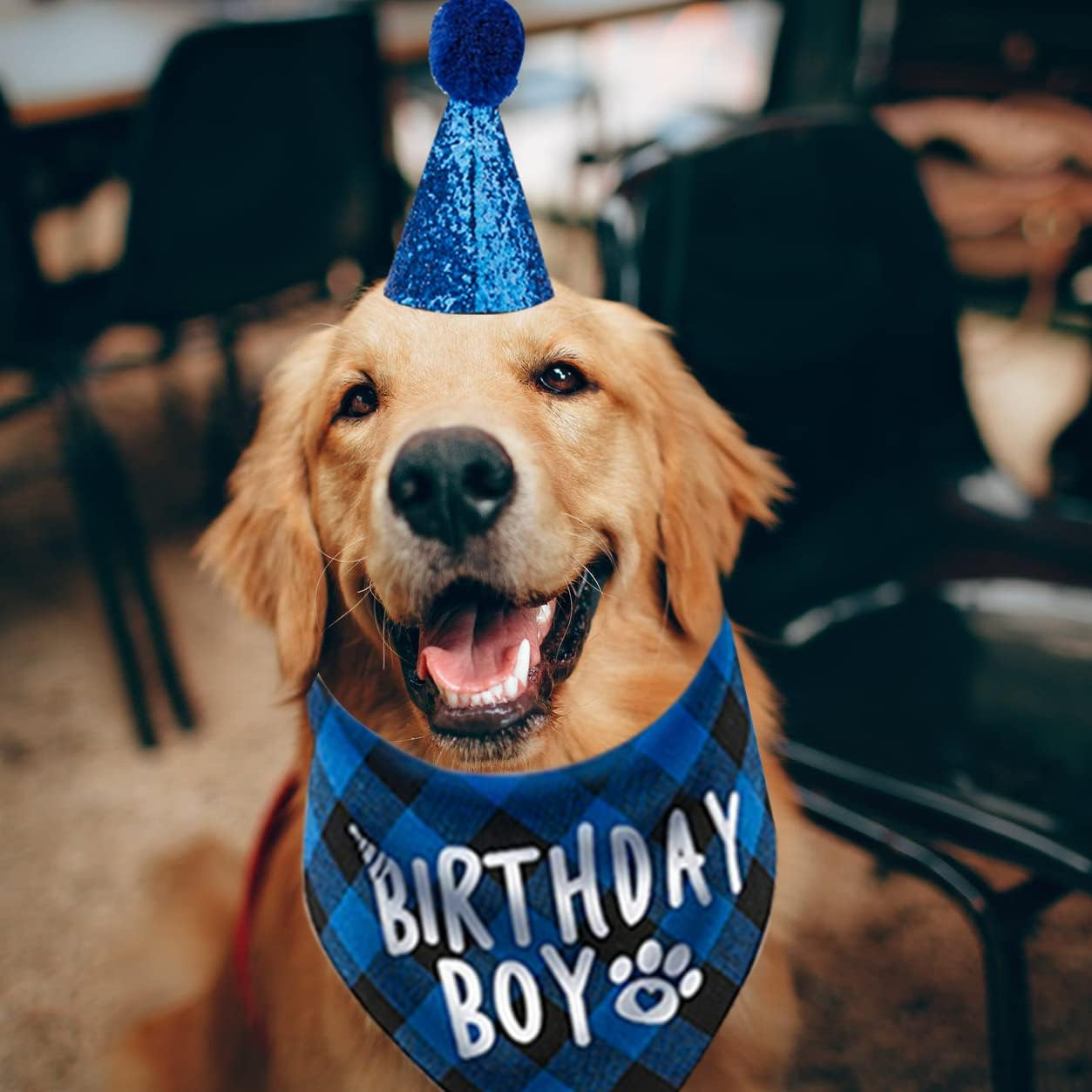 Dog Birthday Bandana, Pets Birthday Party Supplies Cute Boy Dog Birthday Outfit for Cat and Dog Decoration(Blue) image number 6