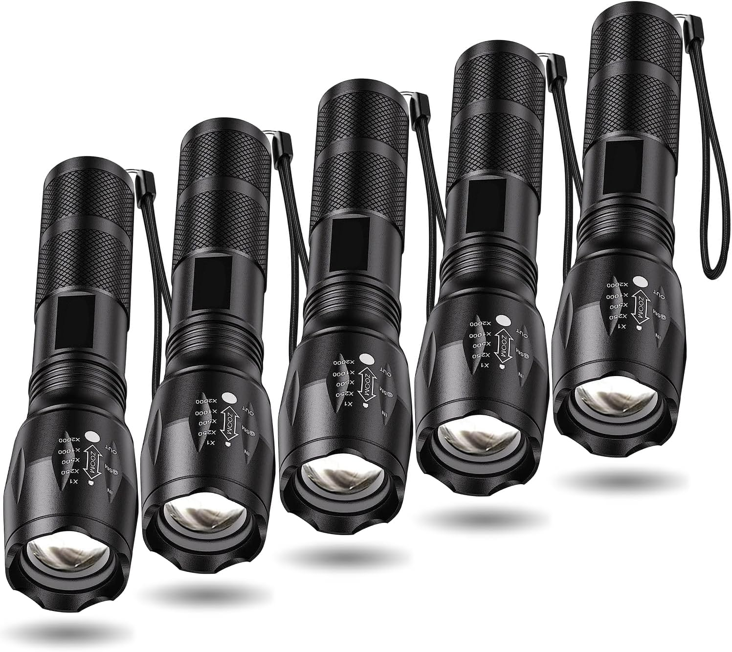 LED Flashlight Pack of 5 High Lumen Bright Zoomable Waterproof Powerful Emergency LED Flashlight for Home 5 Modes Camping Equipment Hiking Walking image number 2