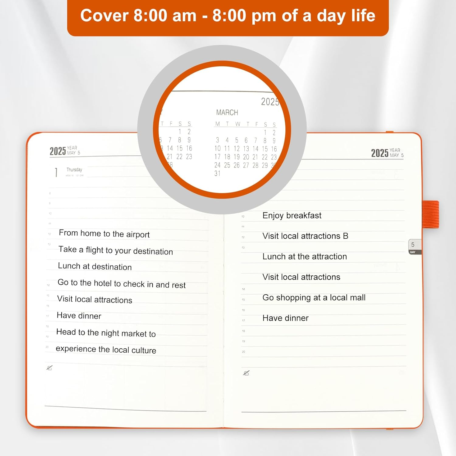 Academic Diary 2025 - A5 2025 Diary, Day per Page, Leather Notebook from Jan to Dec, Self-Care Daily Planner, Journal Notebook, A5 Week to View Diary, Monthly Planner with Pen Loop (Red) image number 4