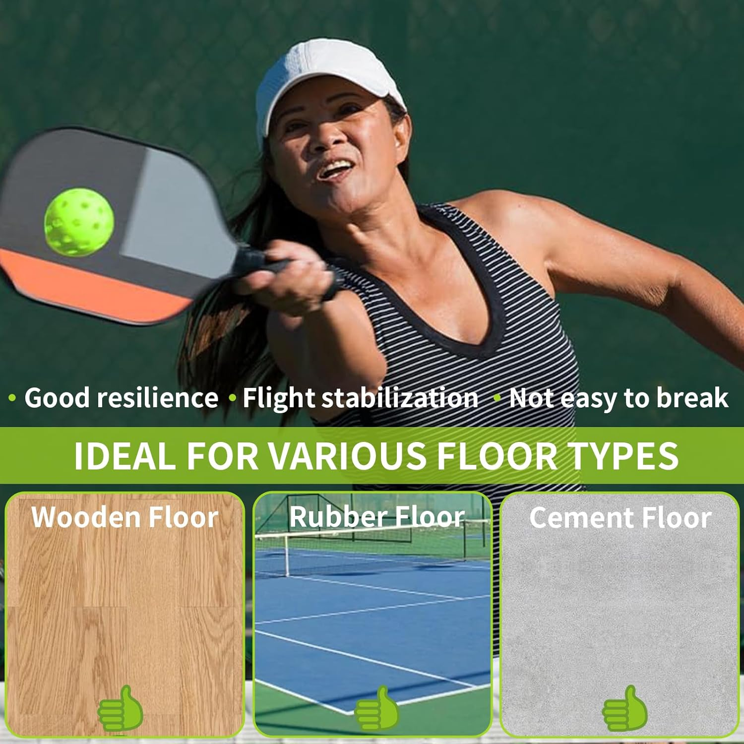 12 Packs Outdoor Pickleball Balls, 6 Green(Outdoor 40 Holes)+6 Yellow(Indoor 26 Holes), High Elasticity & Durable Pickleballs for All Style Pickleball Paddles, Great Gifts for Pickleball Lovers image number 4