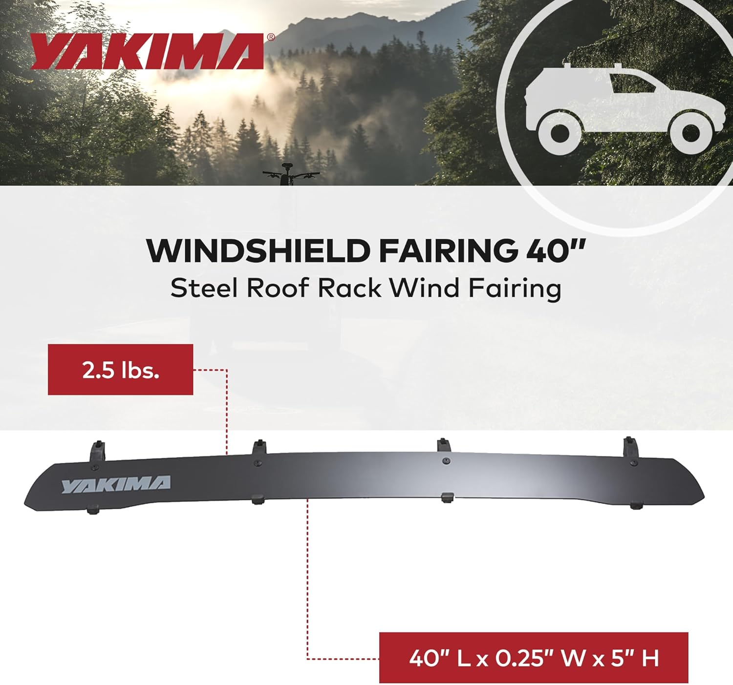 YAKIMA, Windshield Fairing for Roof Racks, Quiet Noise, Reduce Drag image number 3