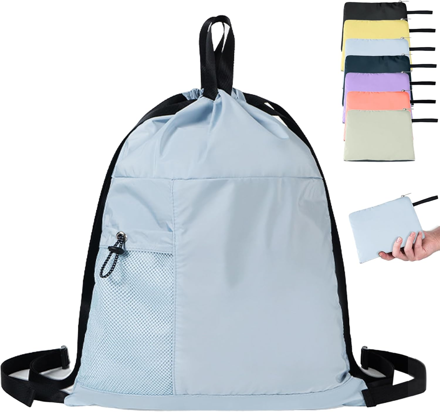 Packable Drawstring Travel Backpack, Hiking Swimming Waterproof Bags