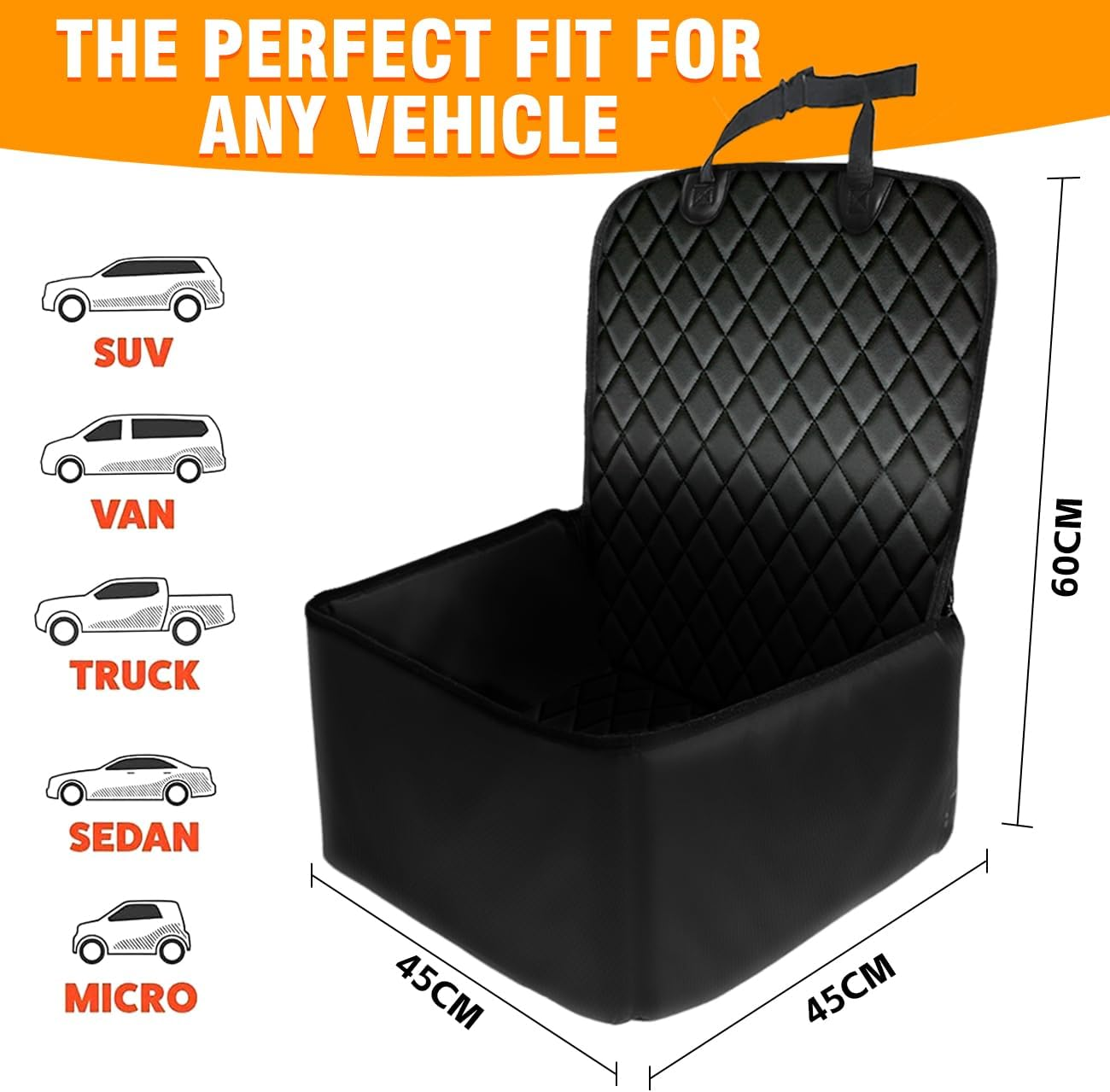 Dog Car Seat Cover, 45X58Cm Foldable Cover Vehicle Seat Protection, Dogs Cats Waterproof Pet Front Seat,Nonslip Pet Car Seat Protector Dog Seat Cover for Small and Medium Pets(Black) image number 2