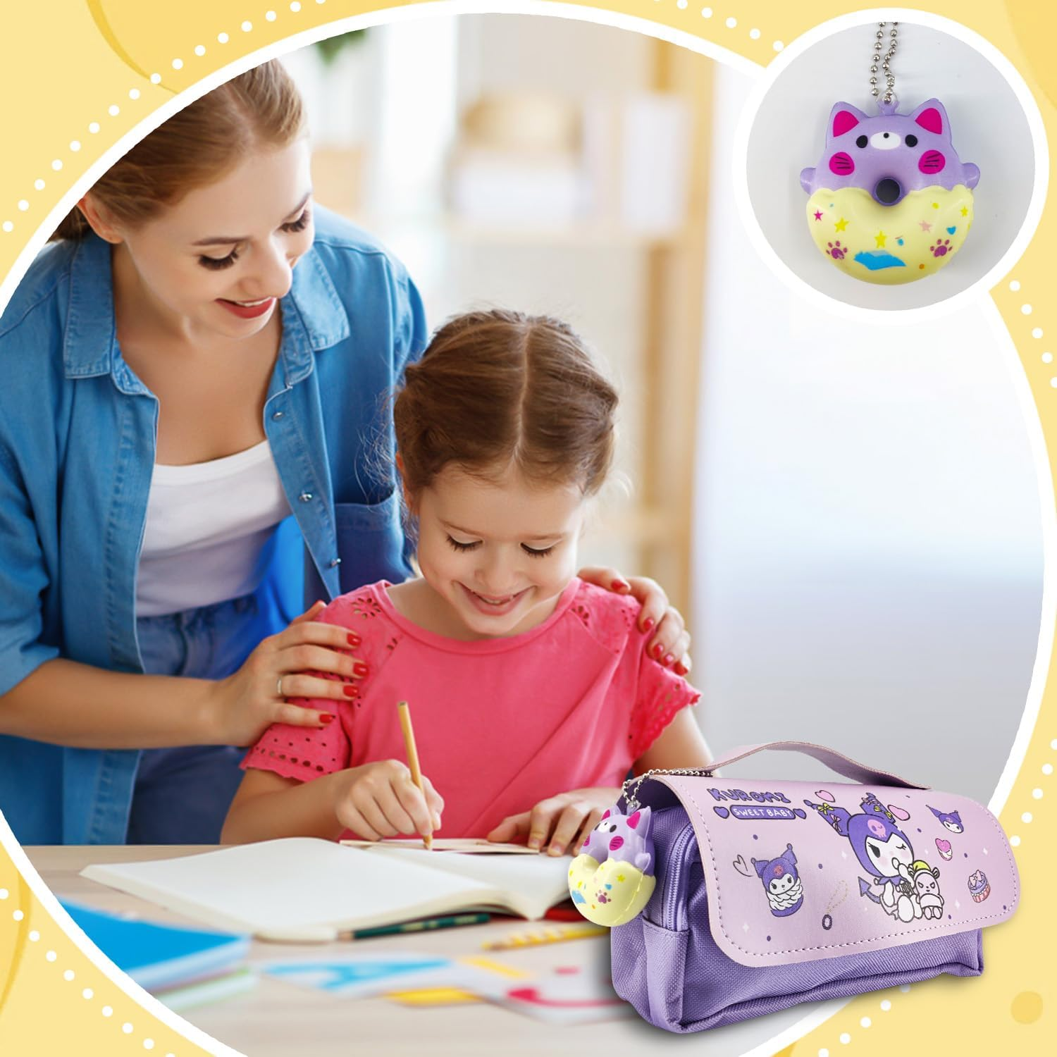 Heartquakes Cute Pencil Pouch Kawaii Big Pencil Case - Cute School Supplies for Girls - Holds up to 50 Pens image number 1