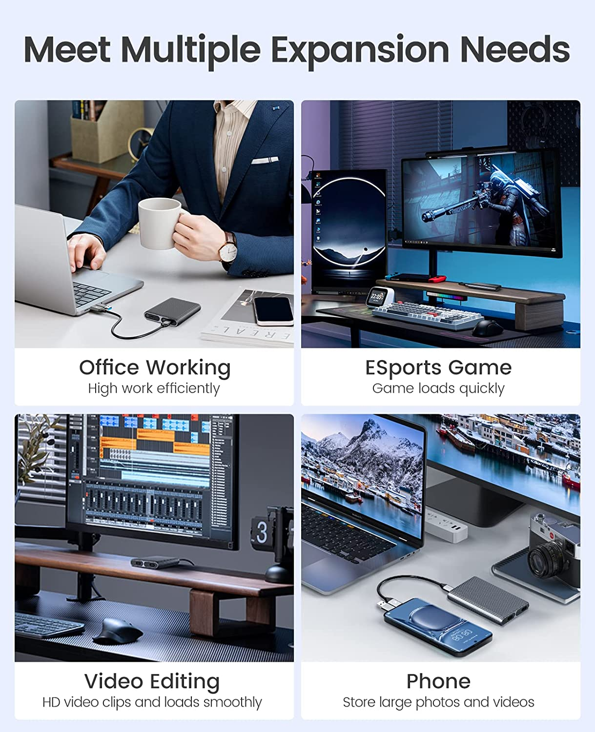 ORICO Dual M.2 Nvme SSD Enclosure, USB C to M2 Adapter for M Key Pcie 2230/2242/2260/2280 M.2 Ssds,Tool-Free Installation Aluminum M.2 Reader Support Trim and UASP up to 2X4Tb-Am2-2N image number 6