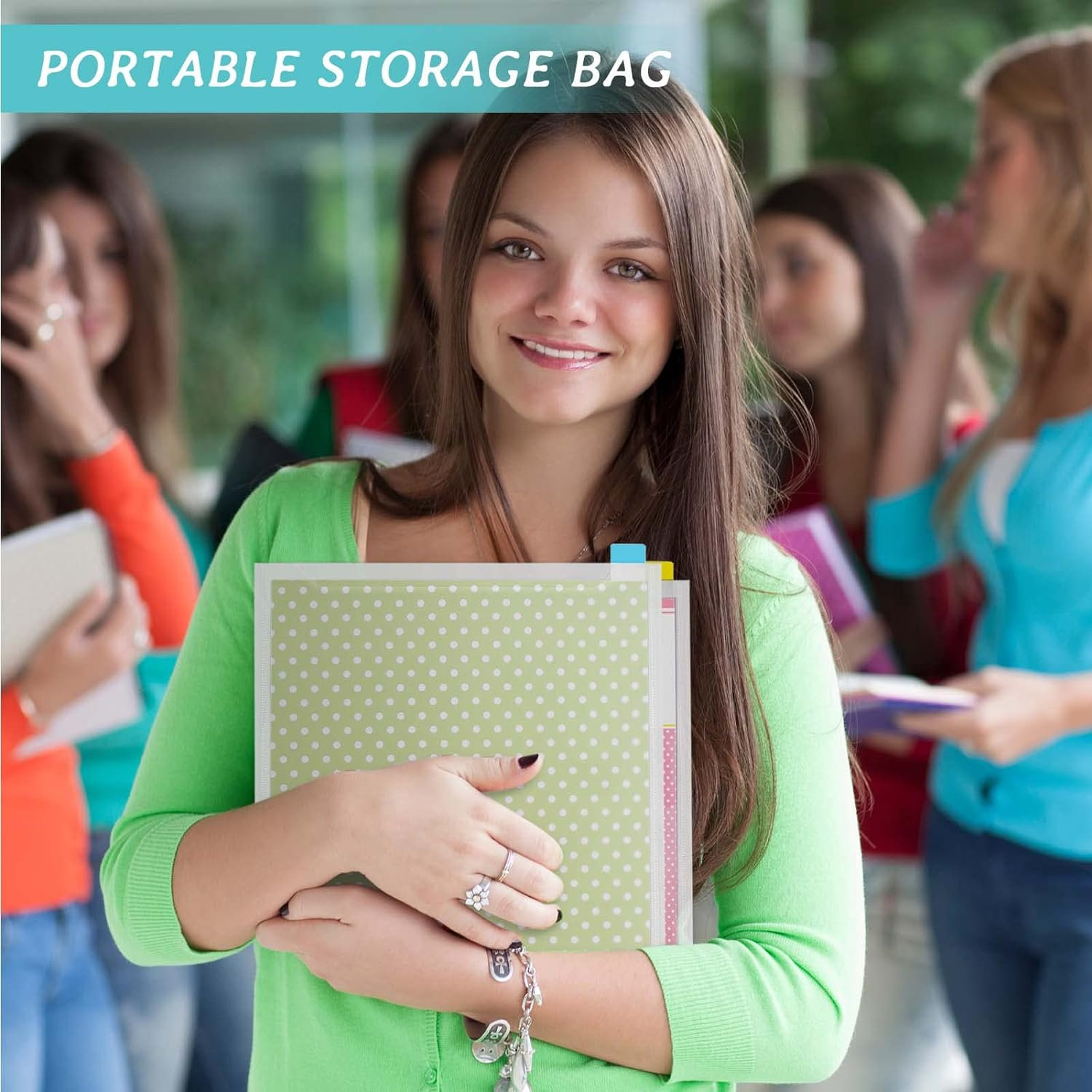 Caydo Scrapbook Paper Storage Organizer with 60 Sticky Index Tabs, 10 Pack Plastic Paper Storage Bag for Holding 12 X 12 Inch Scrapbook Paper Cardstock Vinyl Paper and Paper File image number 5