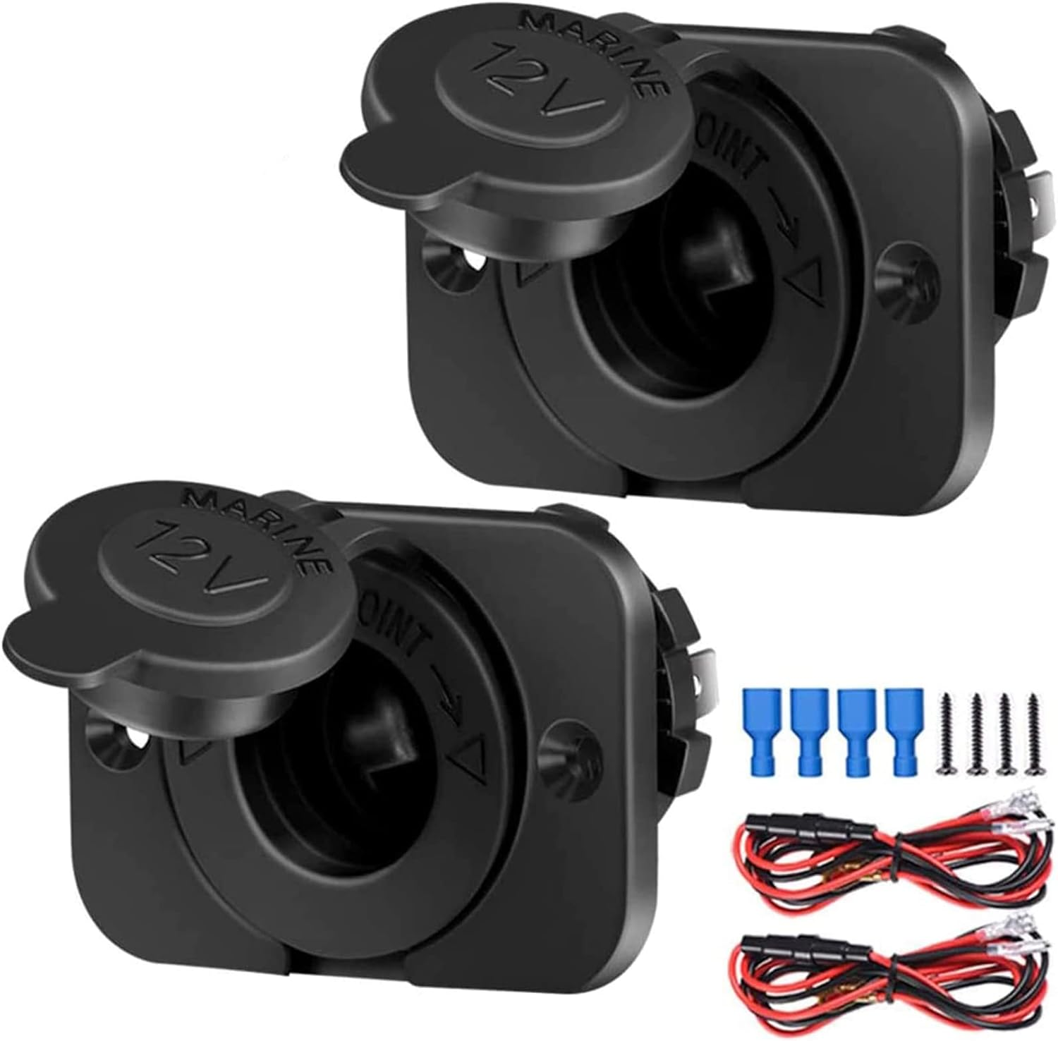 Cigarette Lighter Socket - Car Marine Motorcycle ATV RV Lighter Socket Power Outlet Socket Receptacle 12V Waterproof Plug(2 Pack)