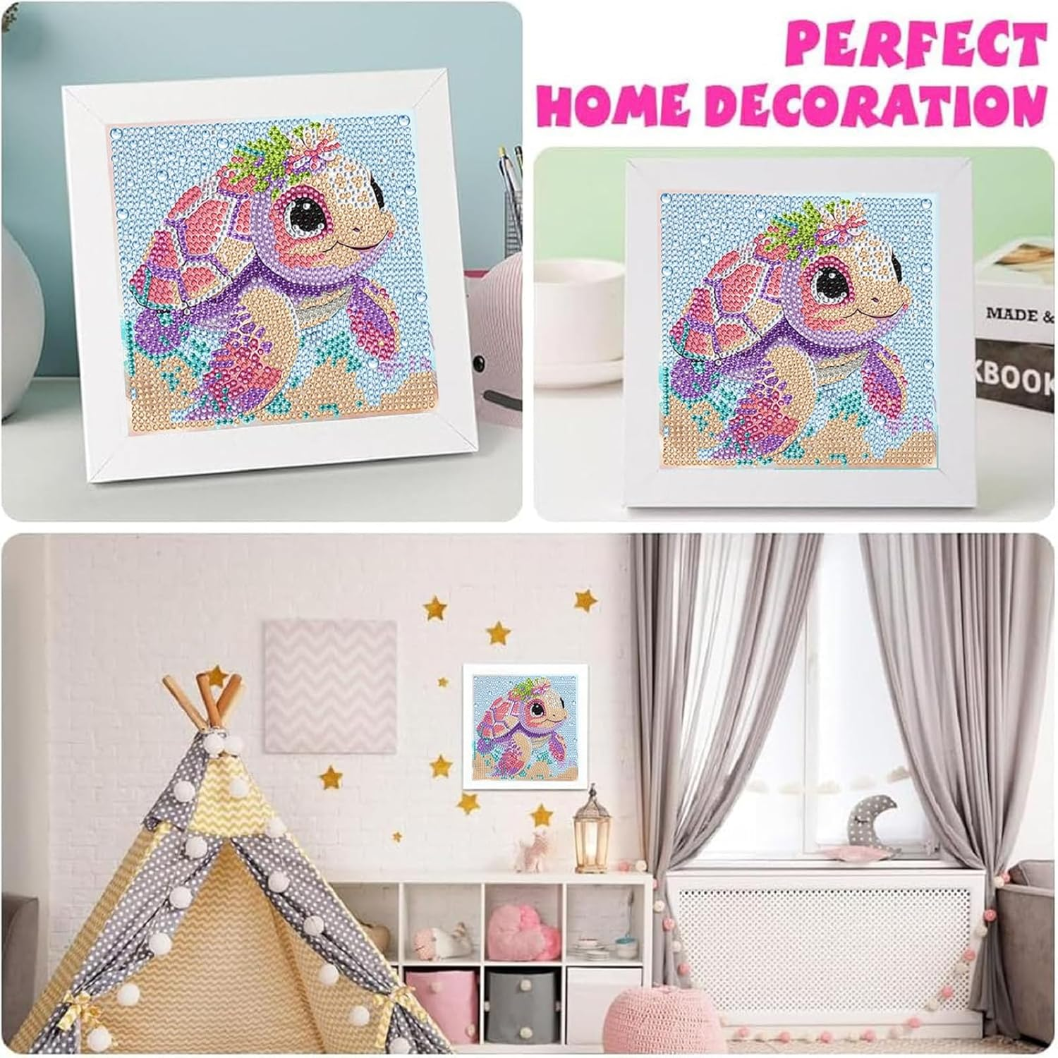 5D Diamond Painting Kit Full Drill - Turtle, Diamonds Art with Frame, Animal Gem Painting Easy Kits, DIY Diamond Art for Gifts(7.09X7.09 Inch) image number 1