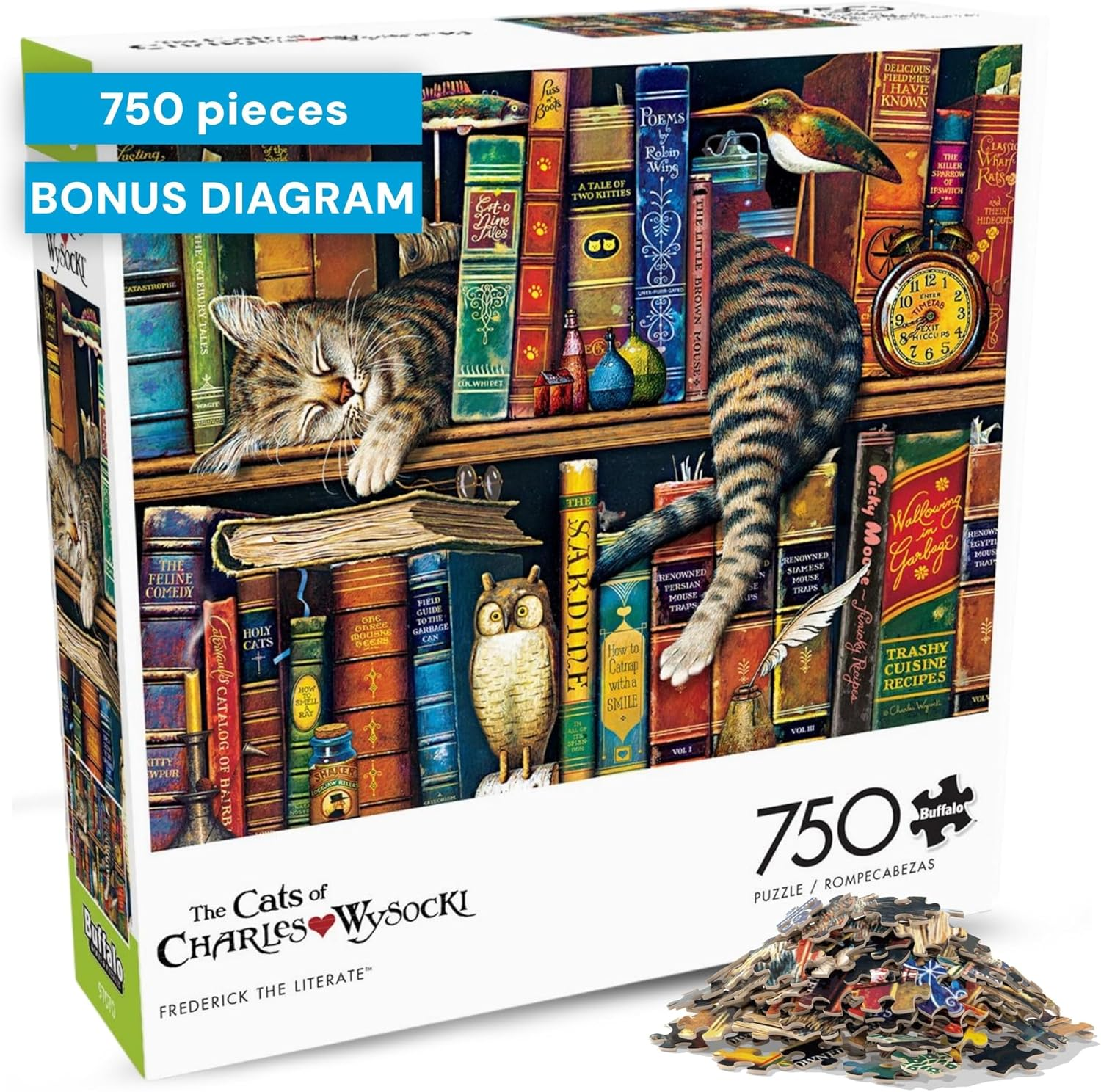 Buffalo Games Charles Wysocki Cats: Frederick the Literate Jigsaw Puzzle (750 Piece) image number 6