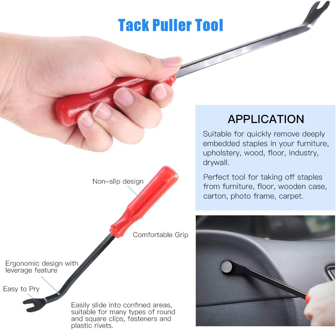 Glarks 11Pcs Auto Trim Removal Tool Kit, Universal Car Panel Trim Upholstery Rivets Clip Puller Plier Fastener Remover Automotive Door Panel Trim Removal Tool for Car Door Panel Dashboard