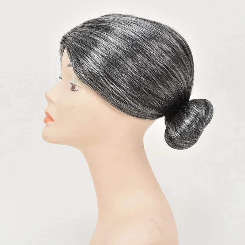 Grandma Wig Old Lady Woman Grey Silver Granny Mother Dress up for Parties, Unisex & One Size Fits All image number 3