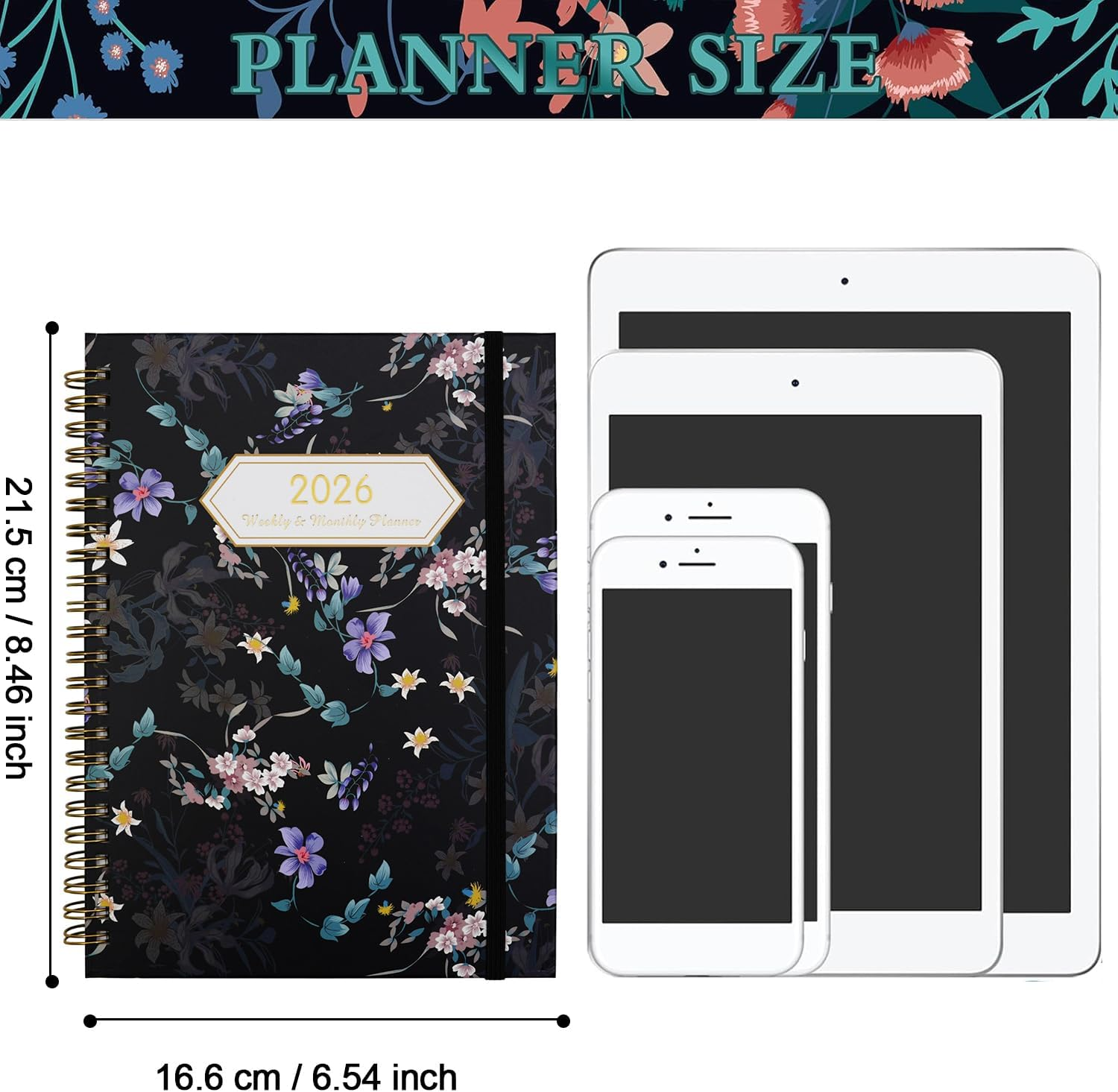 Academic Planner 2026 Weekly and Monthly, Jan 2026 - Dec 2026, 6.5" X 8.5" with Monthly Tabs, Pockets, Spiral Bound for Office School - Green Stars image number 4