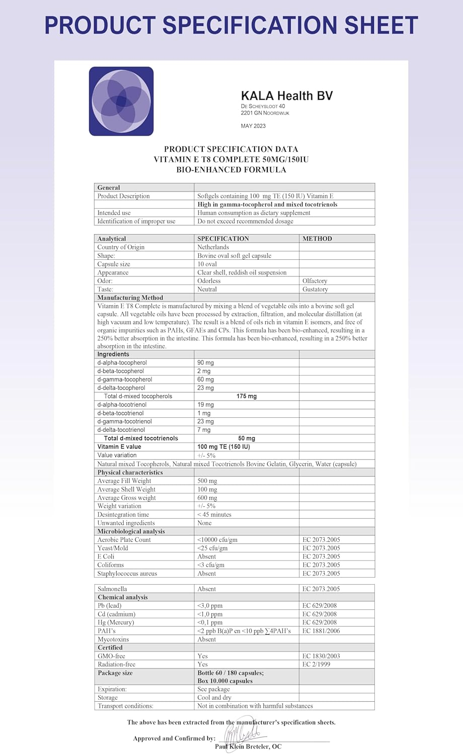 Kala Health Unique Vegan Formula with All 8 Tocopherols and Tocotrienols Vitamin E&ndash; 400 IU Contains No Pah&rsquo;S, Heavy Metals, Contaminants or Preservatives - Certified Sustainable - Hair, Scars and Skin