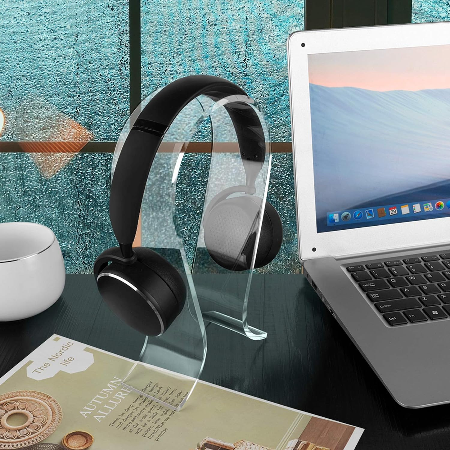 Geekria Clear Omega Headphone Stand for On-Ear Headphone, Gaming Headset Stand, Desk Display Hanger, Compatible with Bose, Marshall, Jabra, JBL, ATH, Sony, AKG, Sennheiser Headset (Clear) image number 5