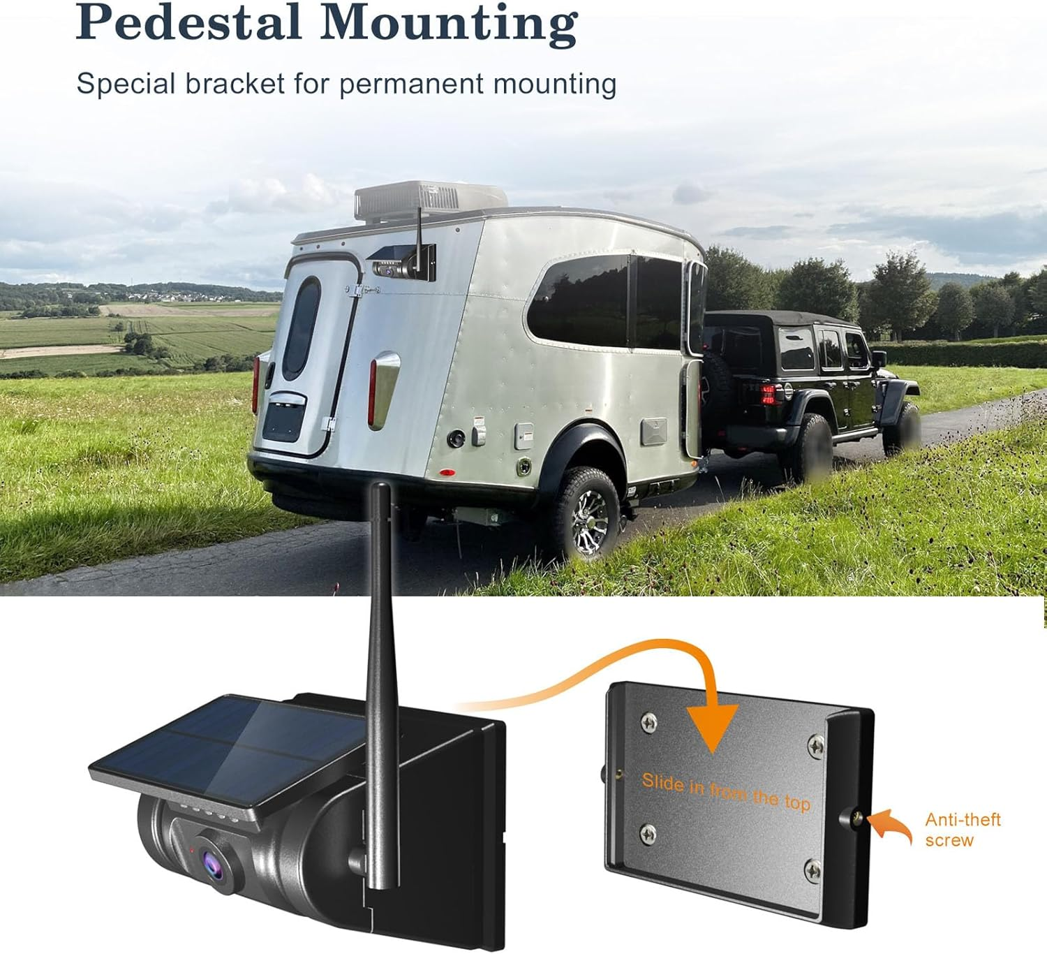 Wifi Magnetic Solar Backup Camera, 10000Mah Rechargeable Rear View Camera for Truck RV Trailer Car, DVR Recording Night Vision IP67 Waterproof, App for Phone Ios Android image number 5