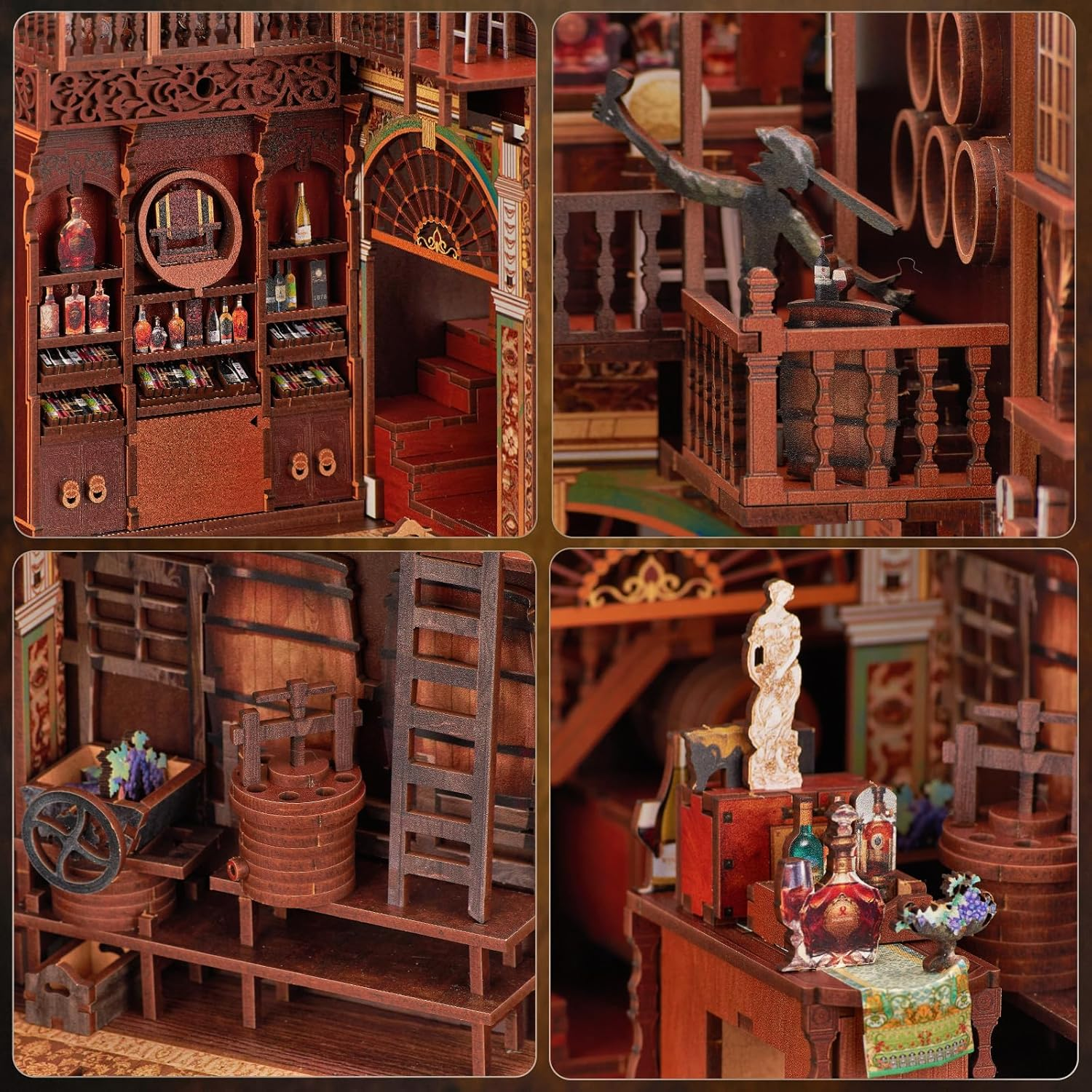 Book Nook Kit, DIY Miniature Dollhouse Booknook Kit, 3D Wooden Puzzle Bookend Bookshelf Insert Decor with LED Light for Teens and Adults (Roaring Twenties Speakeasy) image number 1
