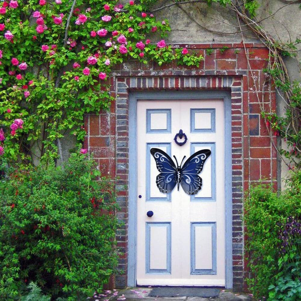QMCAHCE Large Metal Butterfly Wall Decor 3Pack 3D Iron Art Sculpture Butterfly Decoration for Indoor and Outdoor, Patio, Fence, Garden, Yard, Bedroom, Living Room image number 3