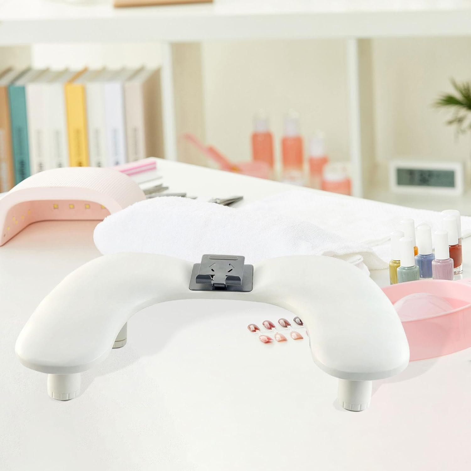 Nail Arm Rest Hand Pillow Hand Rest, Comfortable Soft Portable Supplies, Professional Home Use Manicure Pillow Nail Cushion, White image number 4