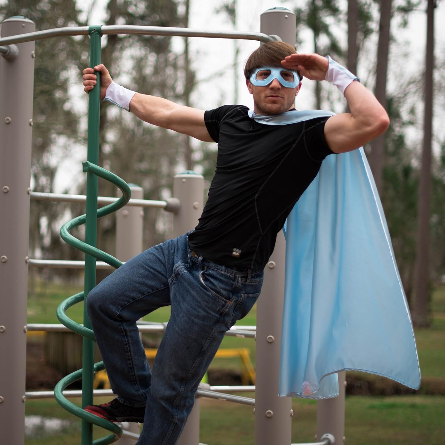 Everfan Men'S Polyester Satin Superhero Cape (38" LX48 W, Navy Blue) - Blue image number 5