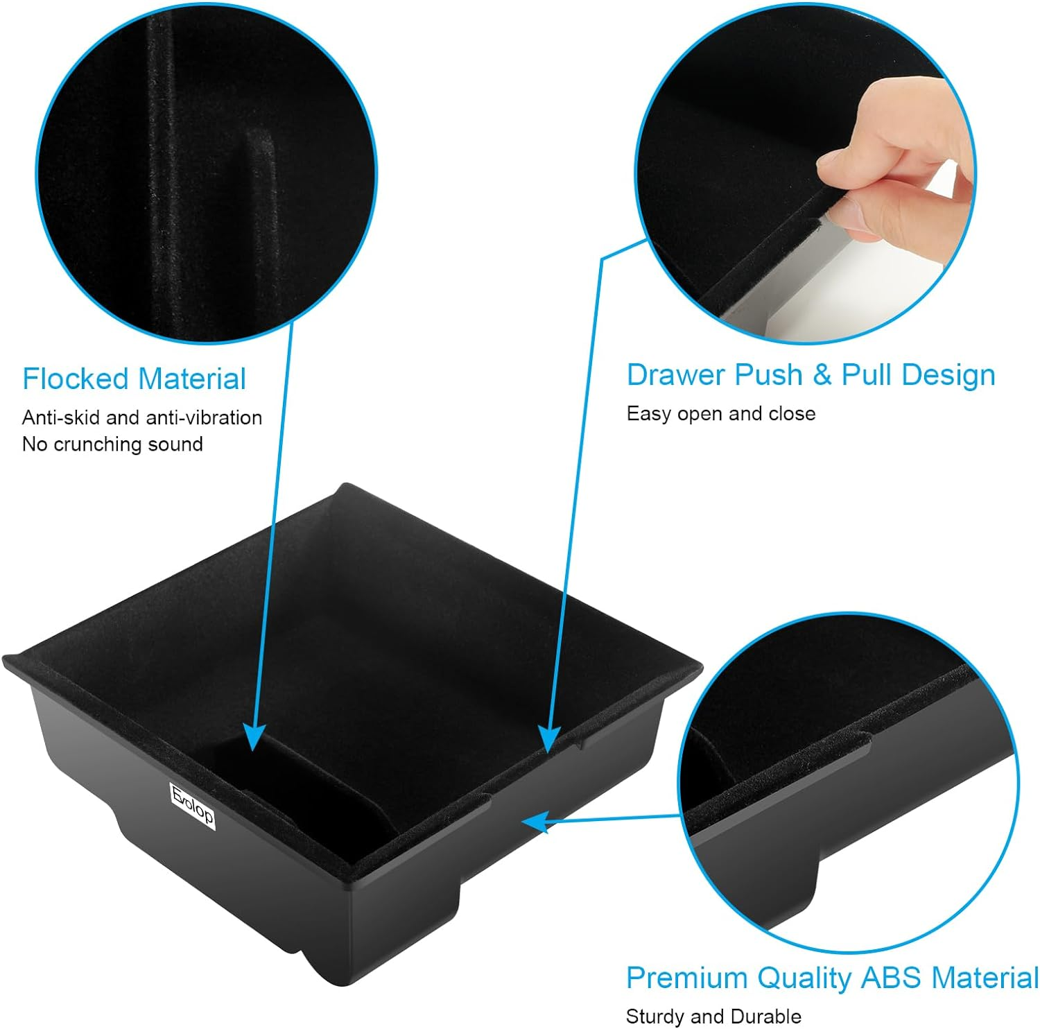 5PCS Center Console Organizer Tray for Tesla Model 3 Y Accessories 2023 with Silicone Cup Holder Insert, Rear Trunk Hook, Camera Cover for Tesla Model 3 Y 2021 2022, Upgrade Flocked Material image number 6