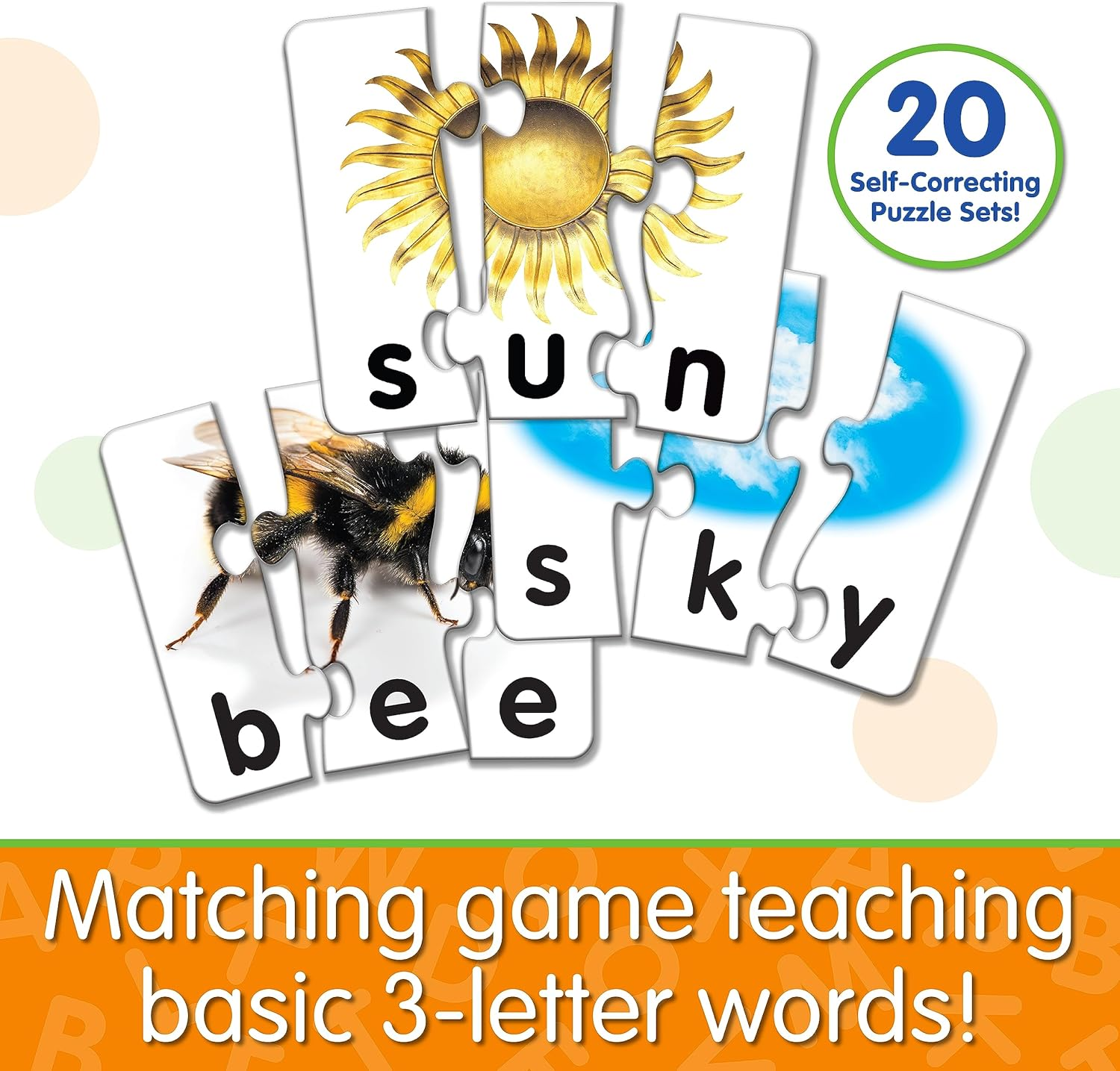 The Learning Journey: Match It! - 3 Letter Words - 20 Self-Correcting Reading & Spelling Puzzles with Matching Images, Multicolor image number 4